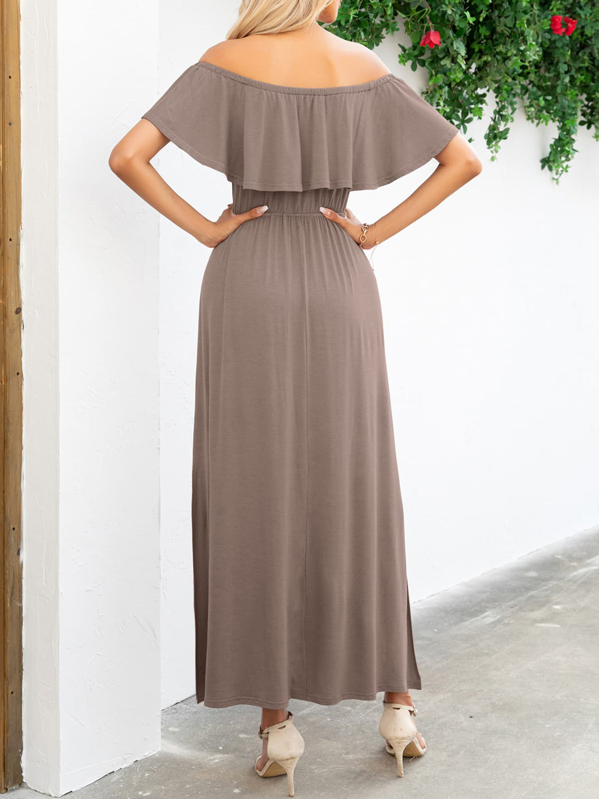 Off-Shoulder Slit Maxi Dress - Salt & Stone