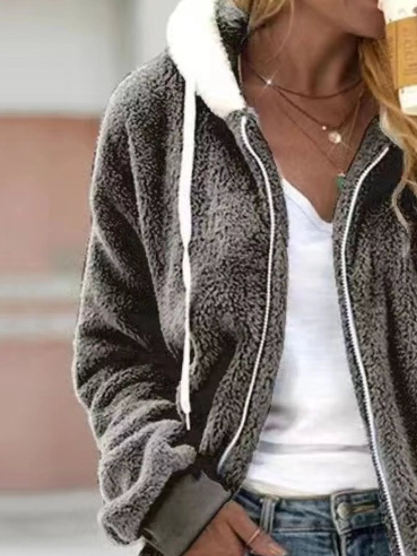 Full Size Cozy Fleece Zip - Up Hooded Jacket Plus Size - Salt & Stone