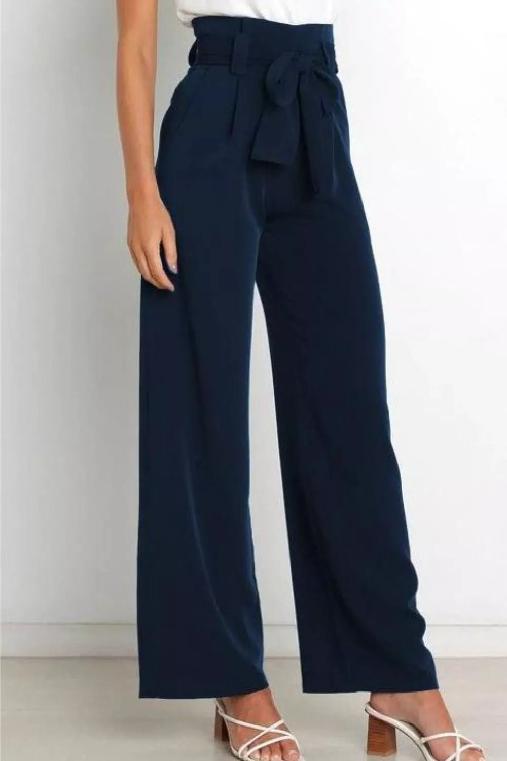 High Waist Tie Front Wide Leg Pants - Salt & Stone
