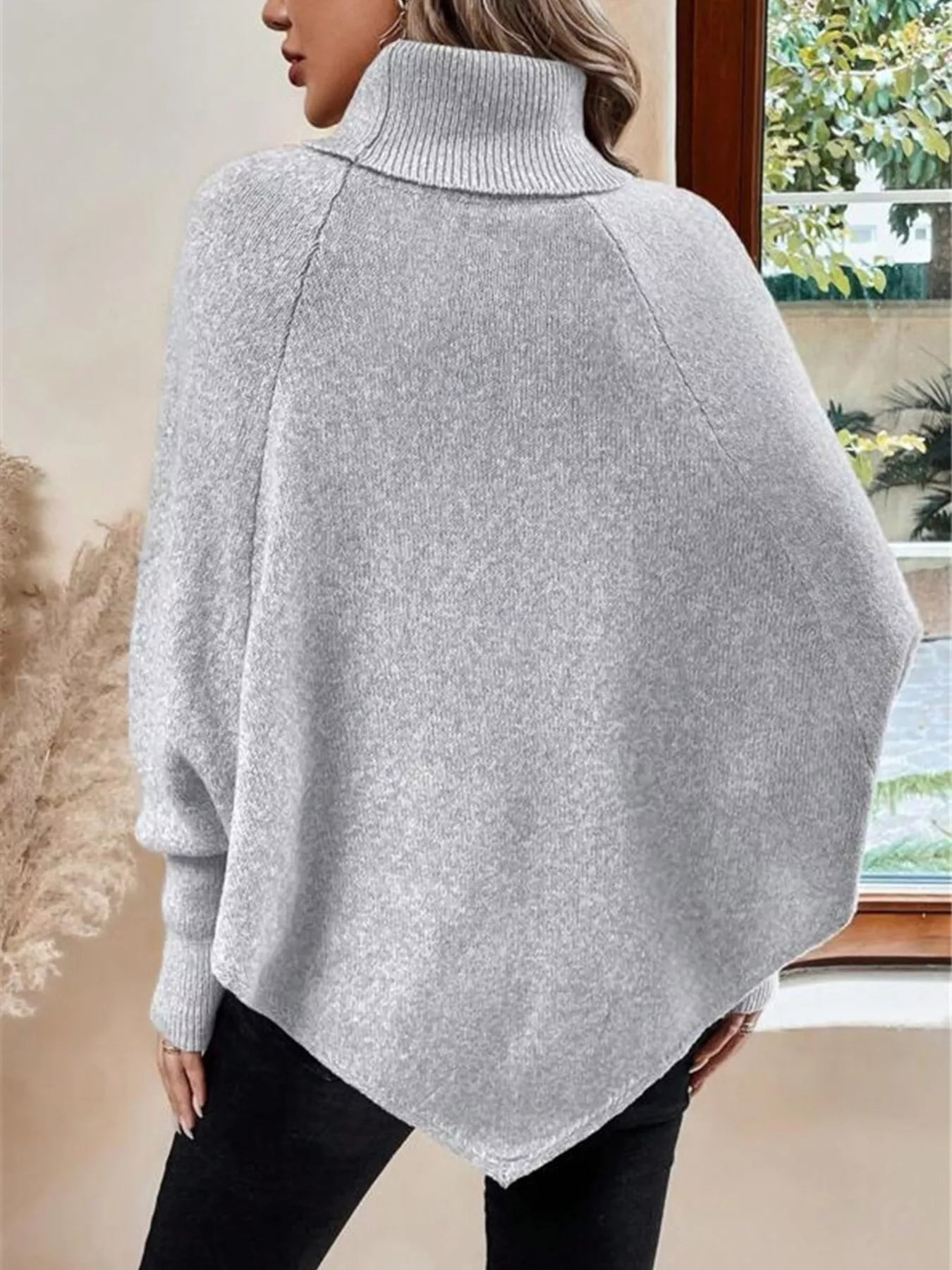 Cable Knit Turtleneck Cape Sweater - Salt & Stone