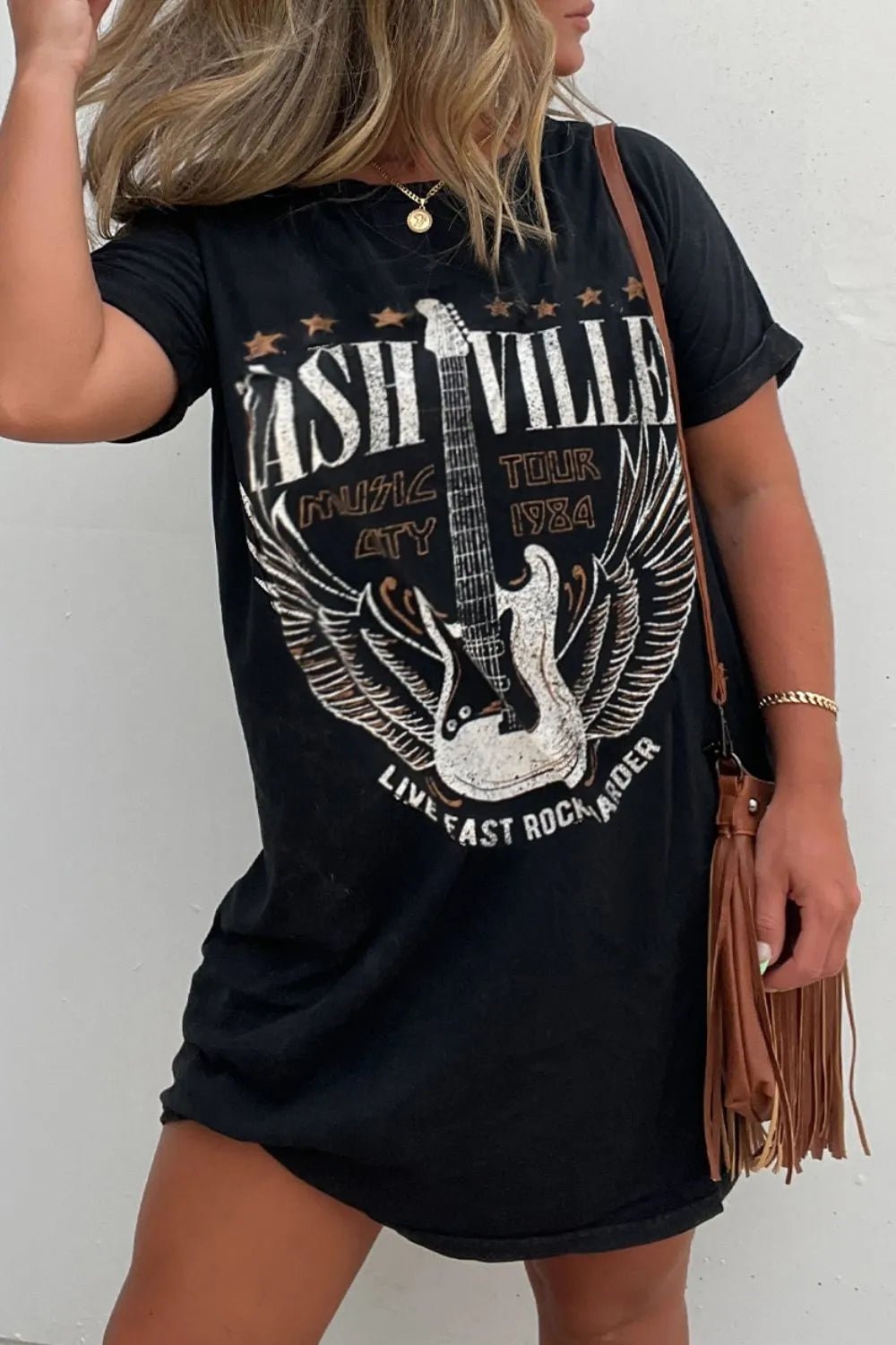 Graphic Round Neck Short Sleeve Tee Dress - Salt & Stone