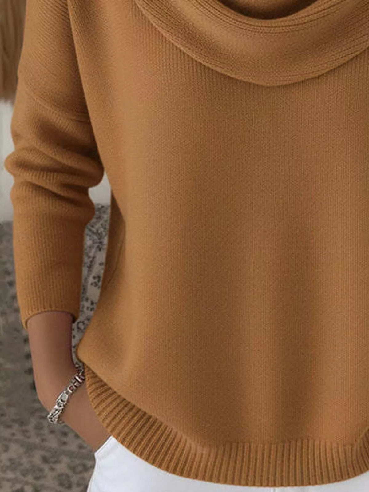 Full Size Cowl Neck Solid Color Sweater Plus Size - Salt & Stone