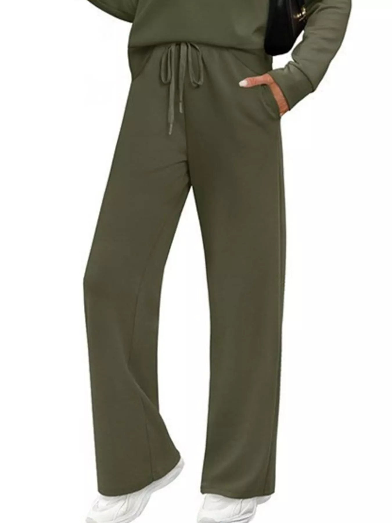 Full Size Long Sleeve Round Neck Top and Pants Set Plus Size - Salt & Stone