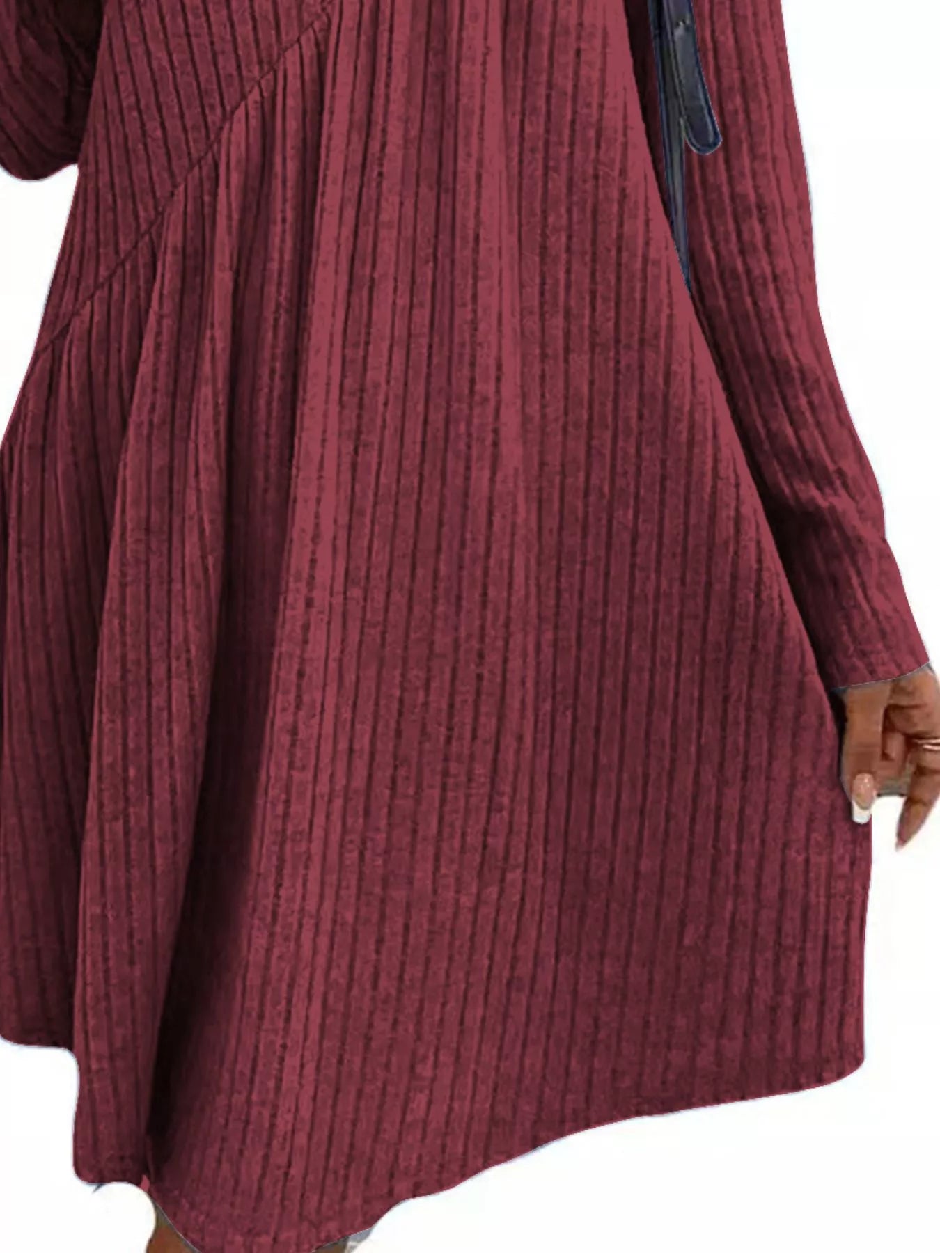 Casual Ribbed Knit Long Sleeve Swing Dress - Salt & Stone