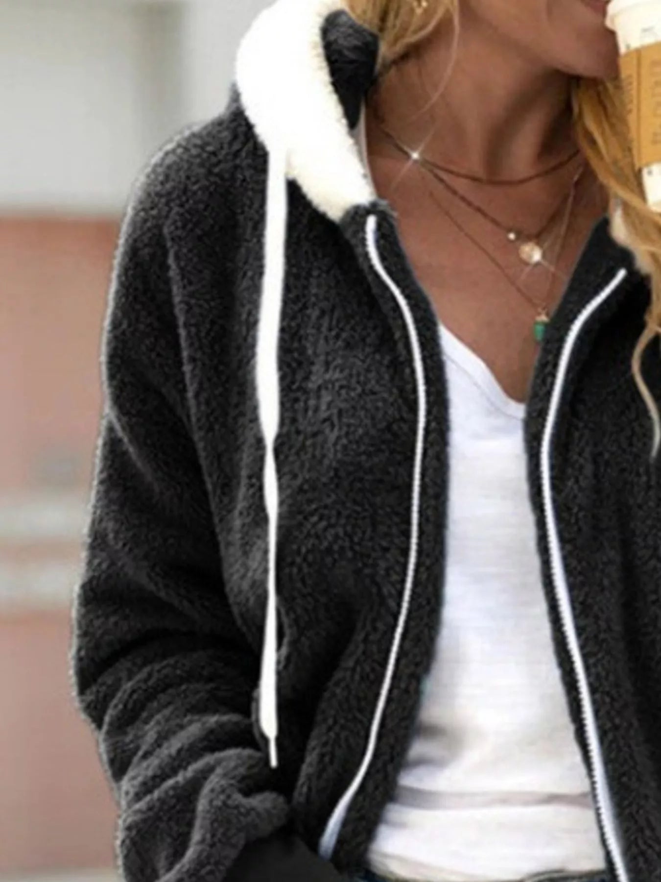 Full Size Cozy Fleece Zip - Up Hooded Jacket Plus Size - Salt & Stone