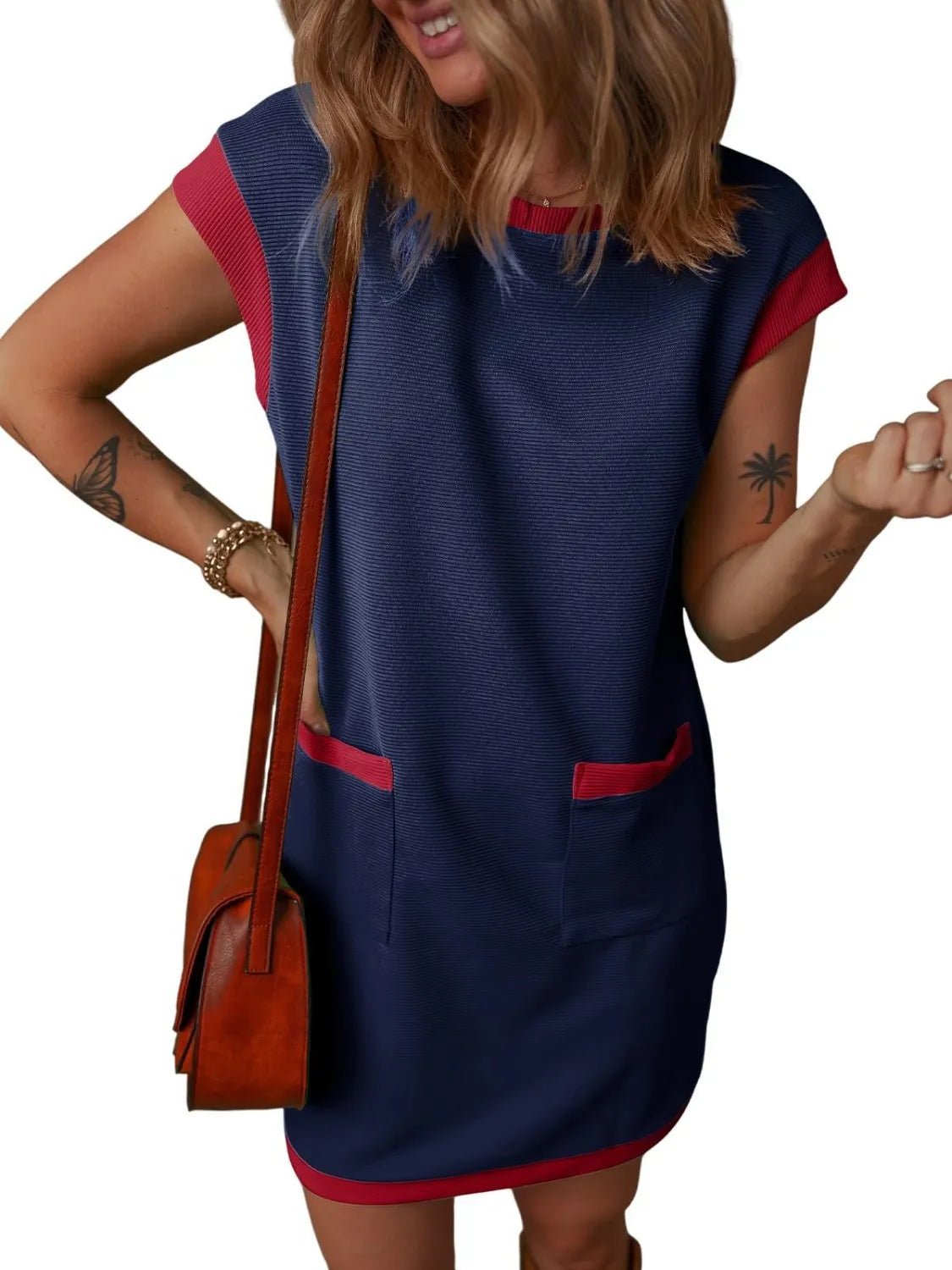 Round Neck Cap Sleeve Mini Dress - Salt & Stone