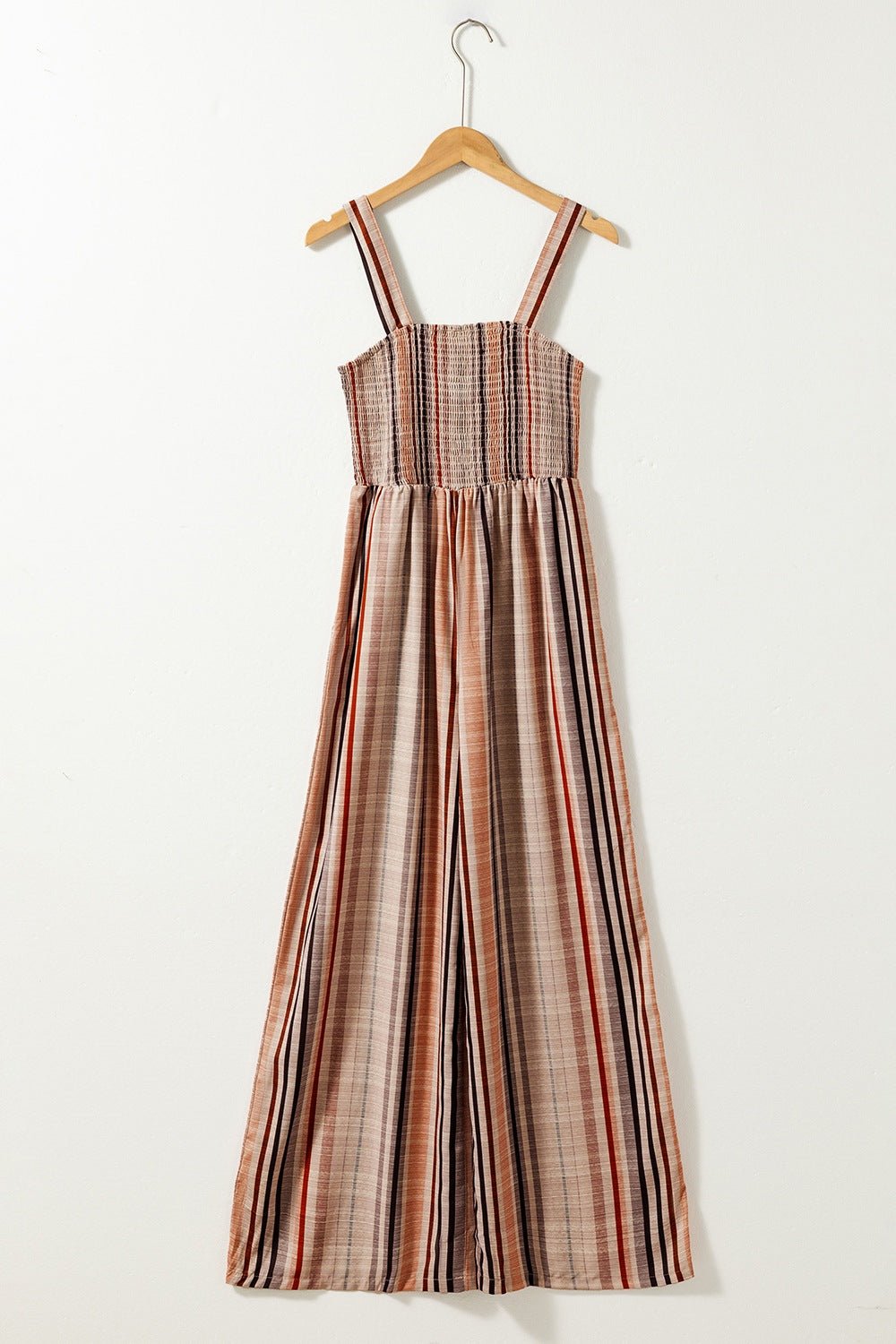 Stripe Square Neck Sleeveless Smocked Bodice Wide Leg Jumpsuit - Salt & Stone
