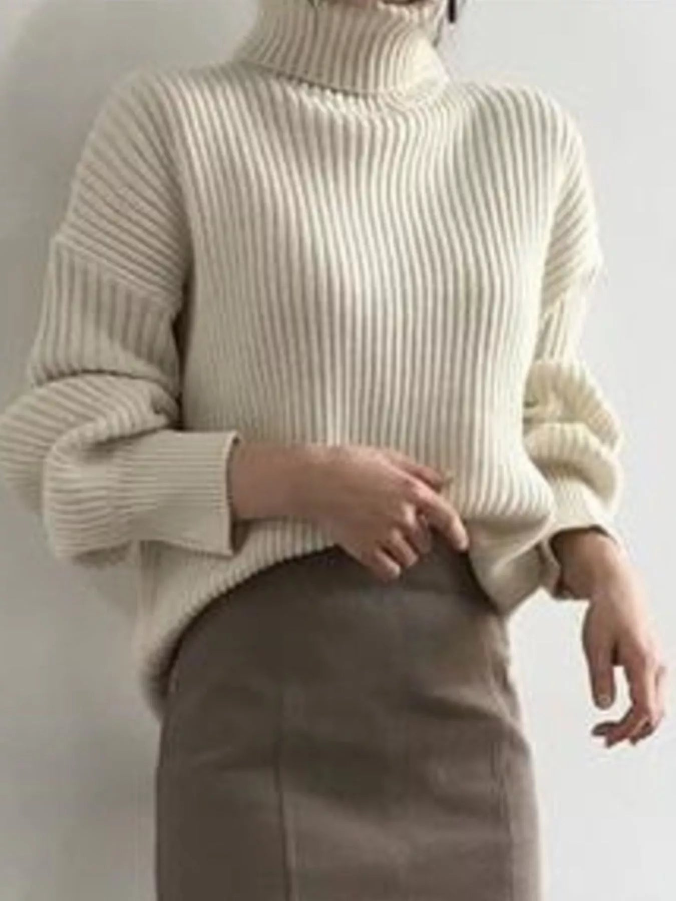 Full Size Oversized Turtleneck Ribbed Knit Sweater Plus Size - Salt & Stone