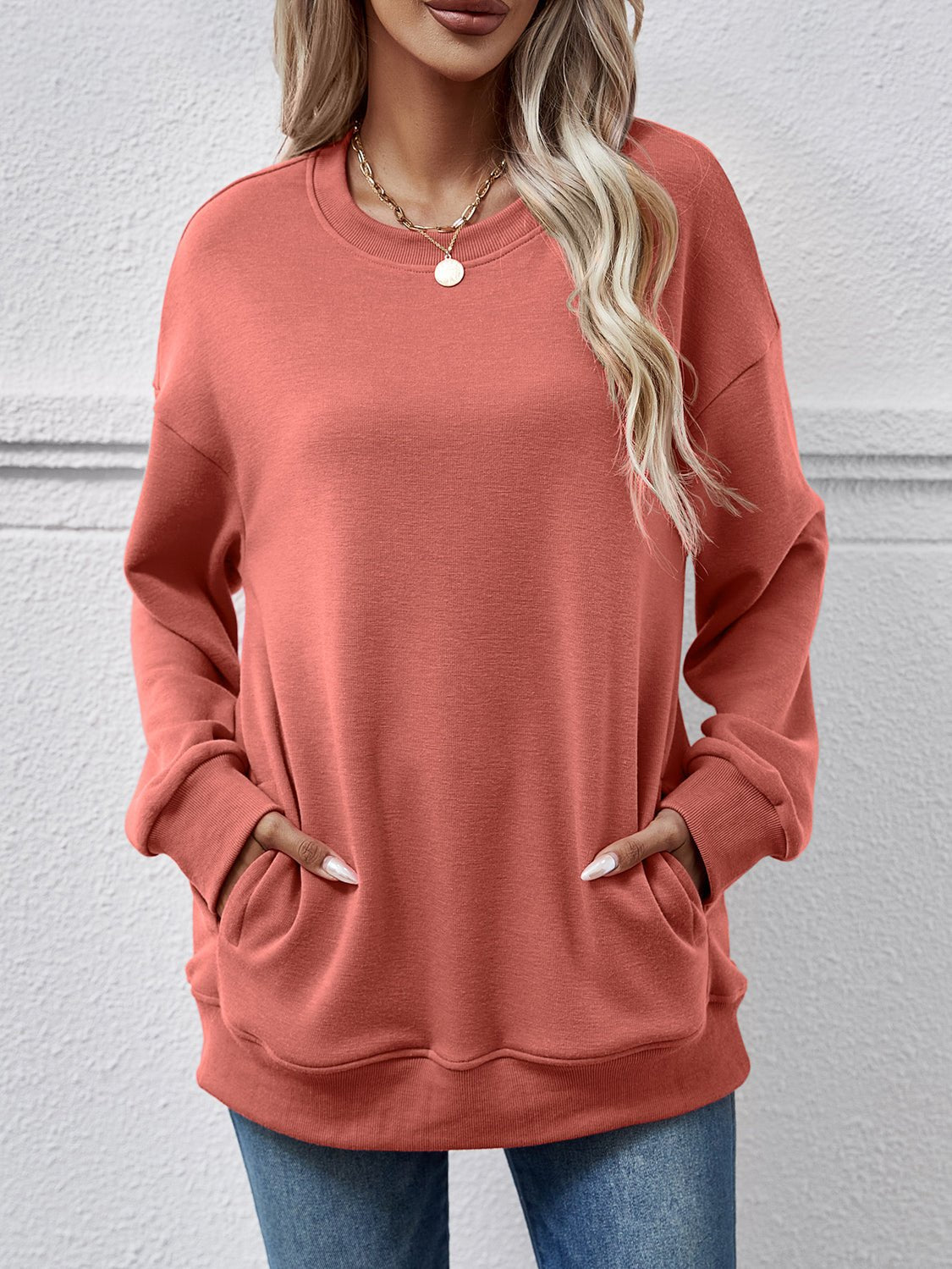 Dropped Shoulder Sweatshirt with Pockets - Salt & Stone