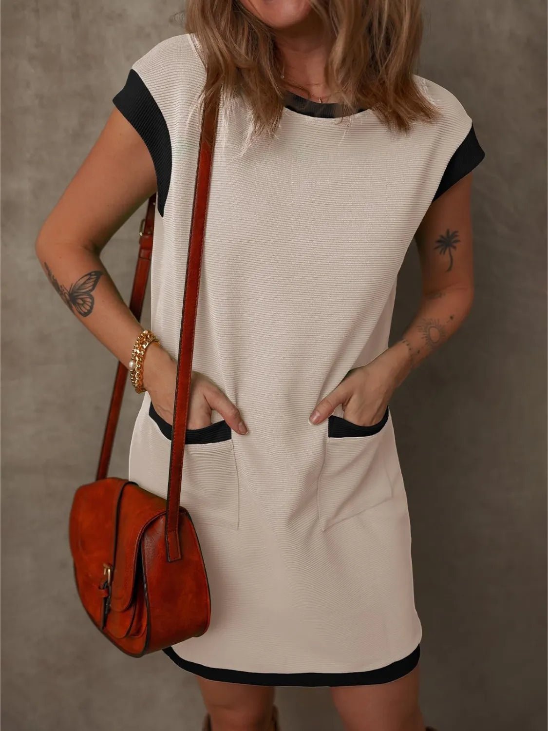 Round Neck Cap Sleeve Mini Dress - Salt & Stone