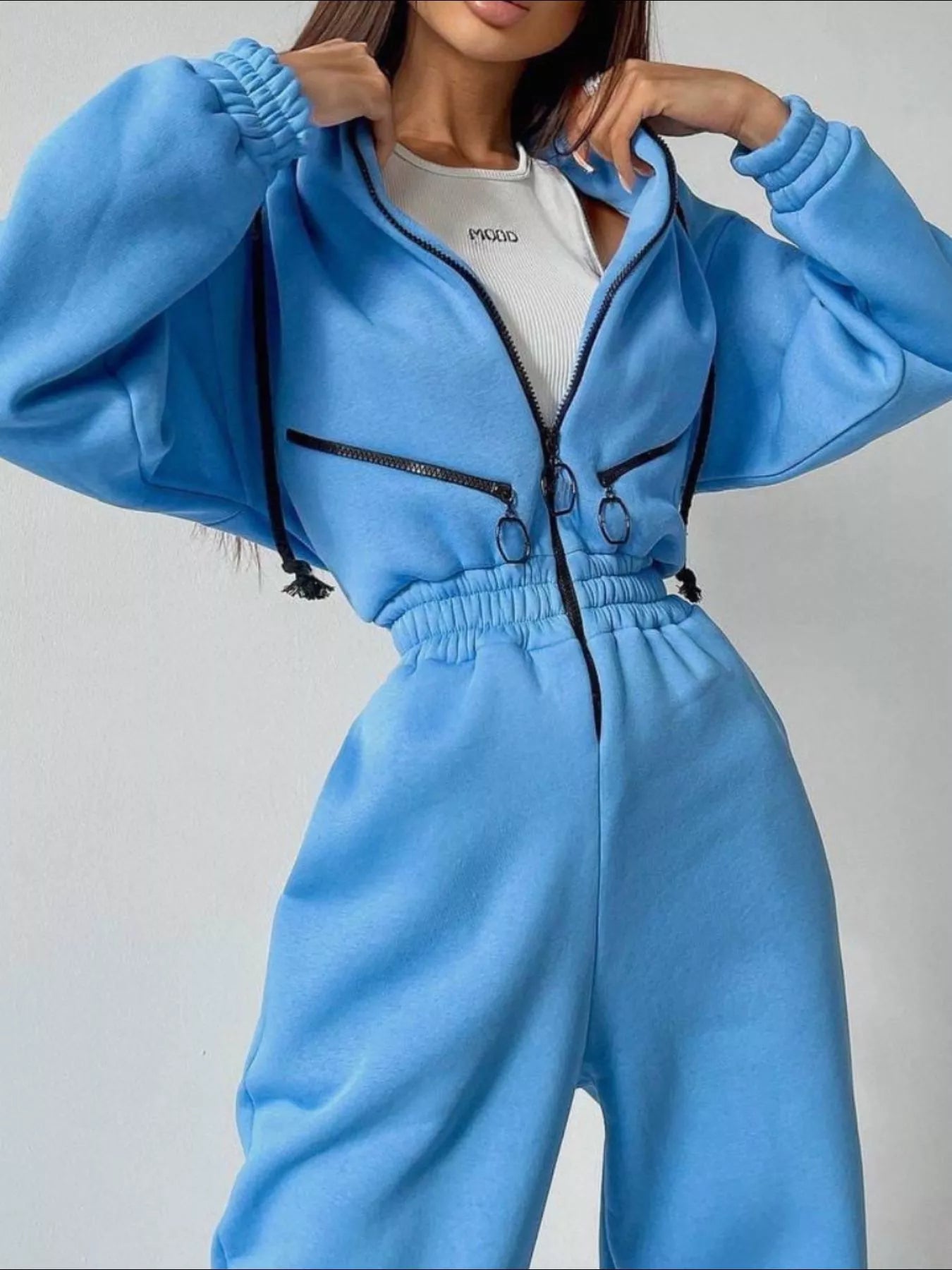 Hooded Zip - Up Long Sleeve Jumpsuit - Salt & Stone