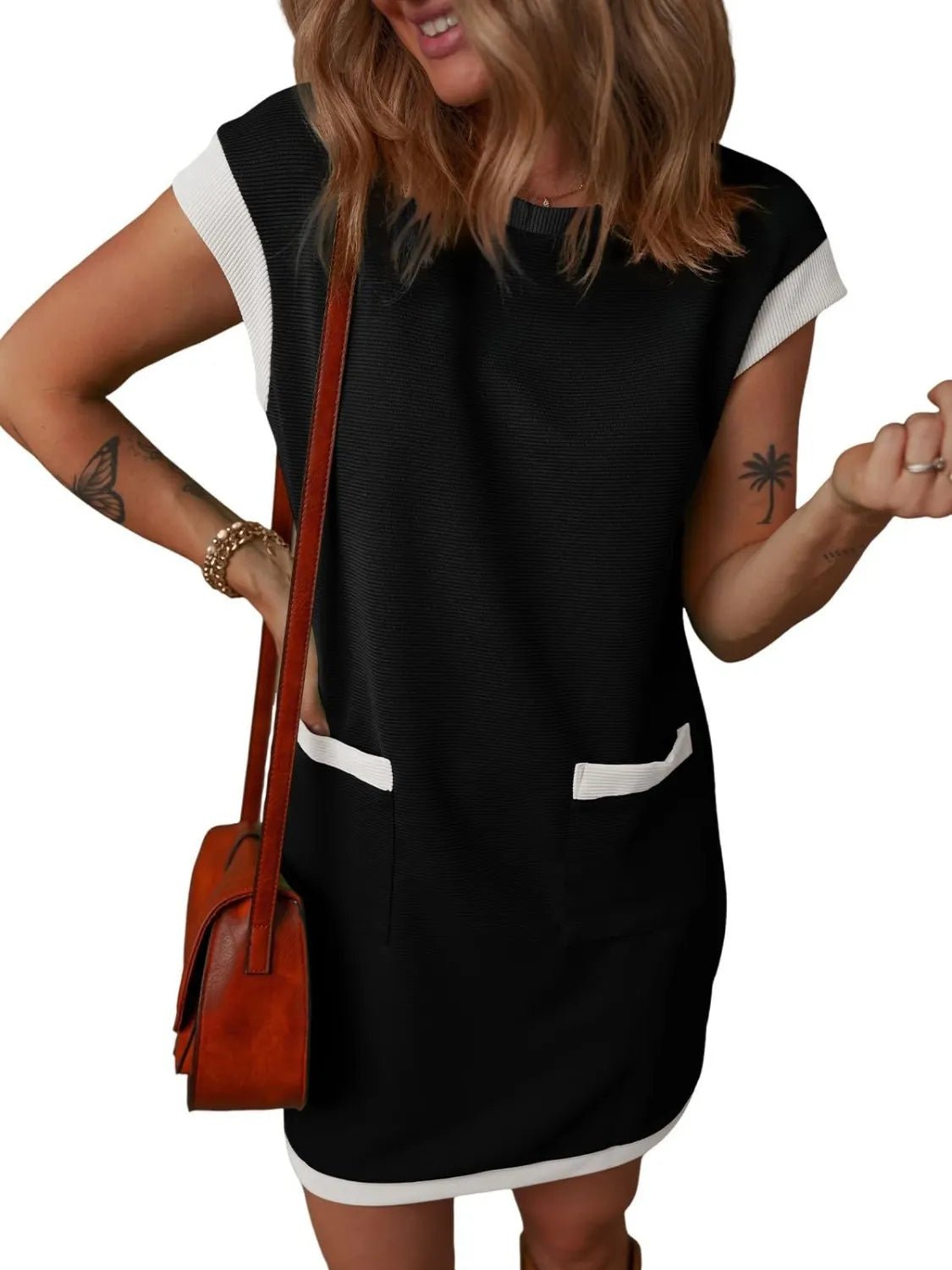 Round Neck Cap Sleeve Mini Dress - Salt & Stone