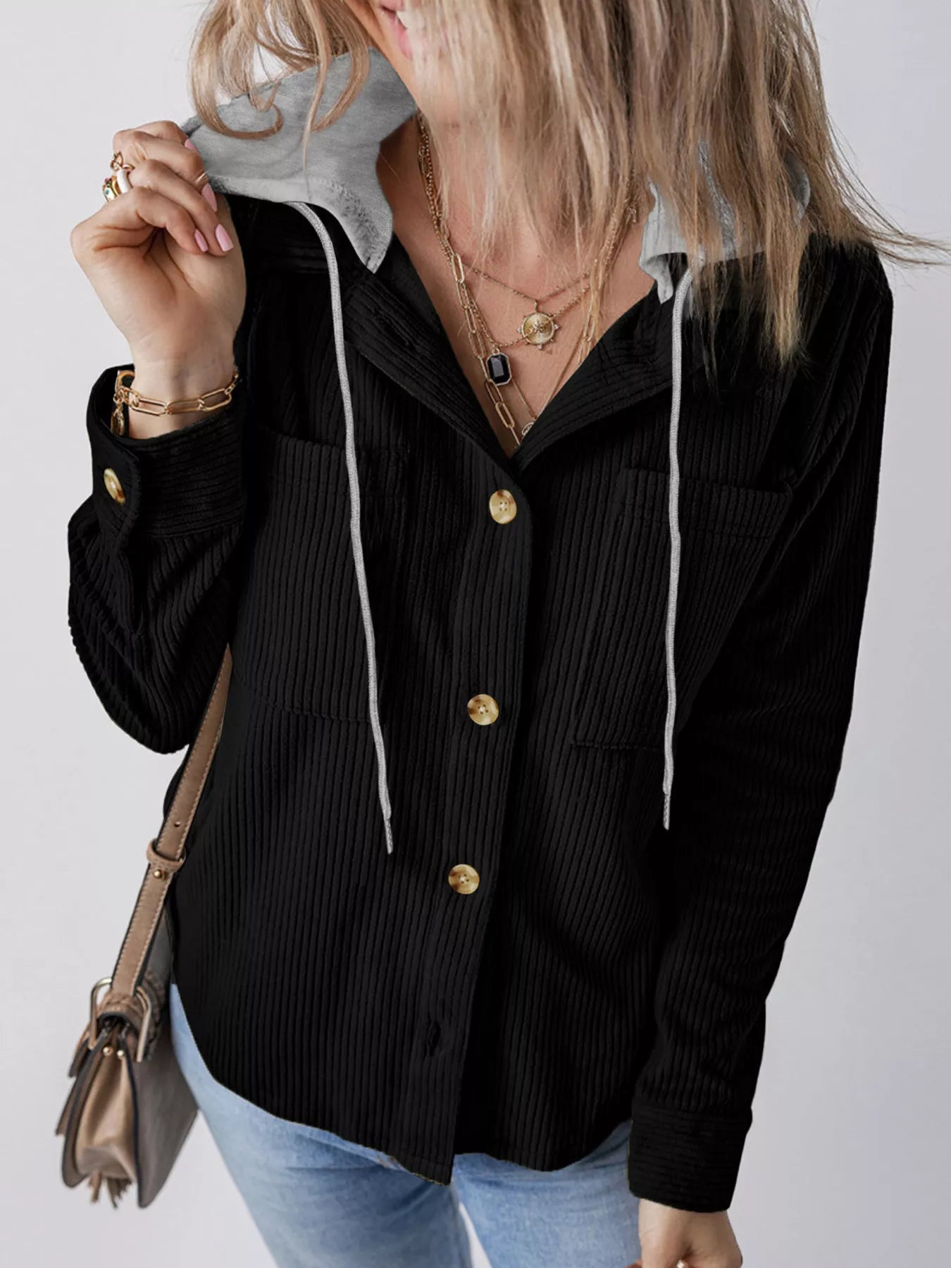 Hooded Corduroy Button - Down Jacket - Salt & Stone