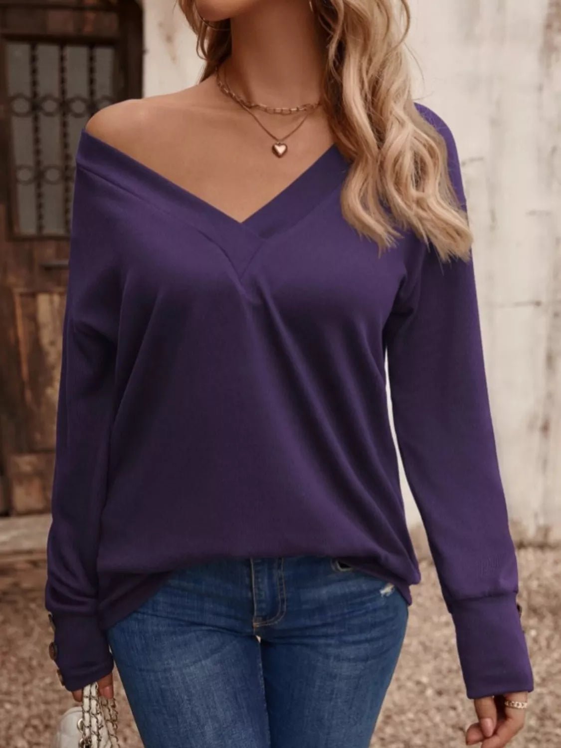 V - Neck Long Sleeve T-Shirt - Salt & Stone