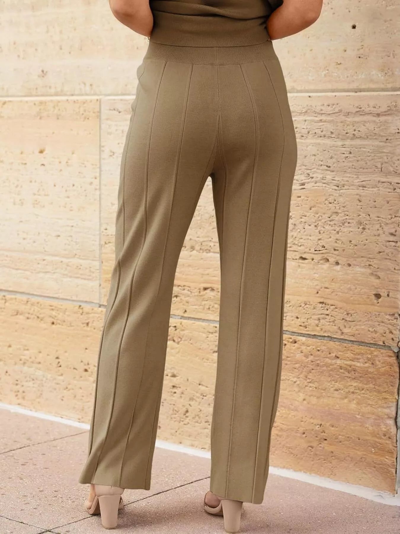 Casual Solid Color Cap Sleeve Top and Pants Knit Set - Salt & Stone