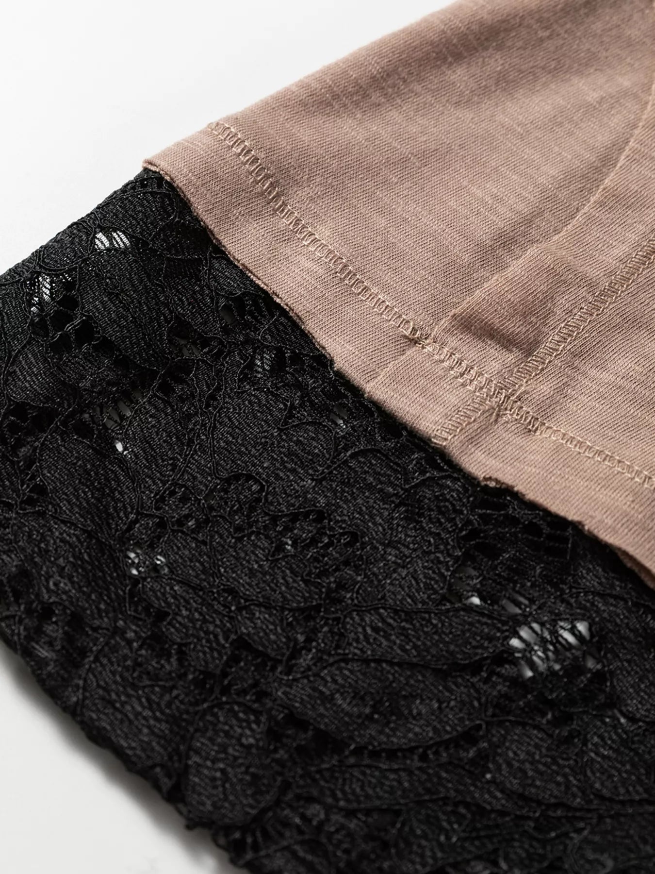 Sheer Lace Patchwork Casual Long Sleeve Tee - Salt & Stone