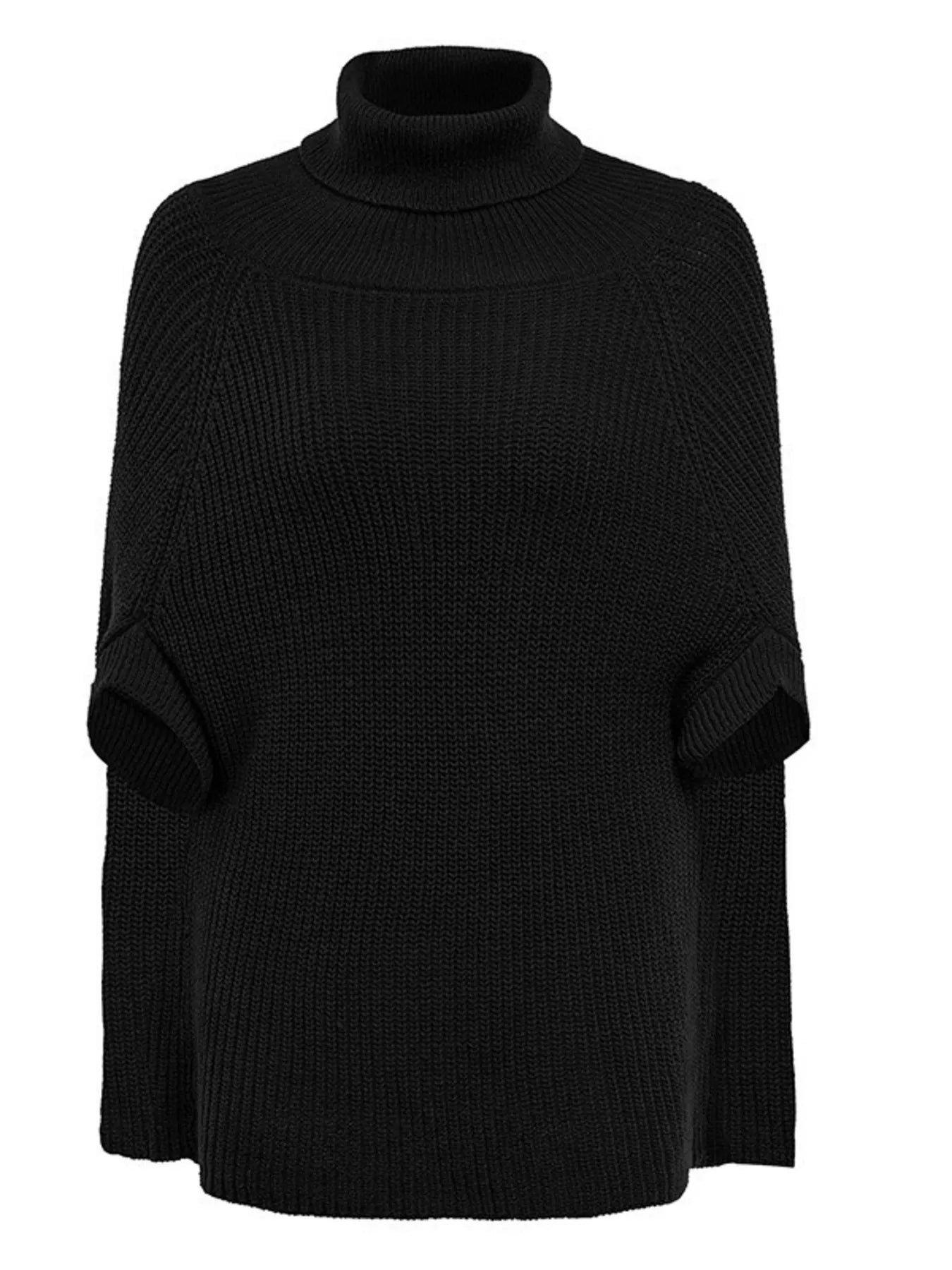 Full Size Turtleneck Knitted Cape Sweater Plus Size - Salt & Stone