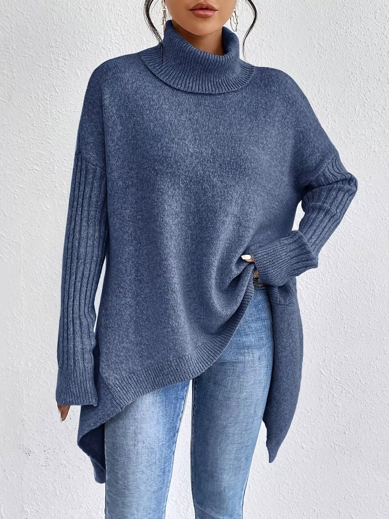 Turtleneck Dropped Shoulder Sweater - Salt & Stone