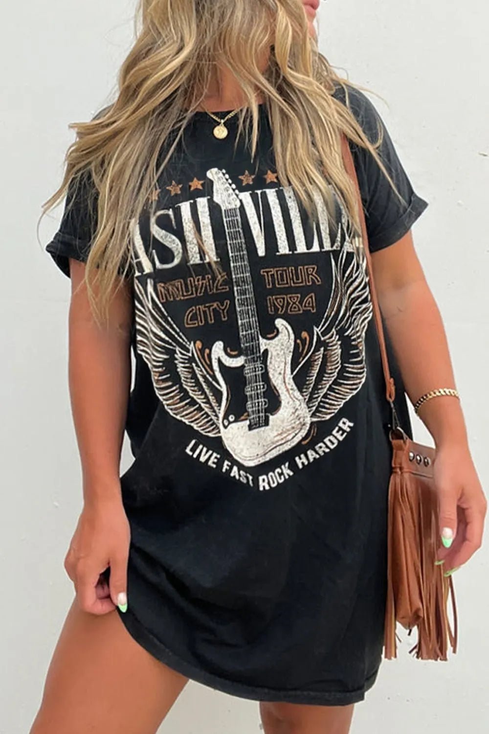 Graphic Round Neck Short Sleeve Tee Dress - Salt & Stone