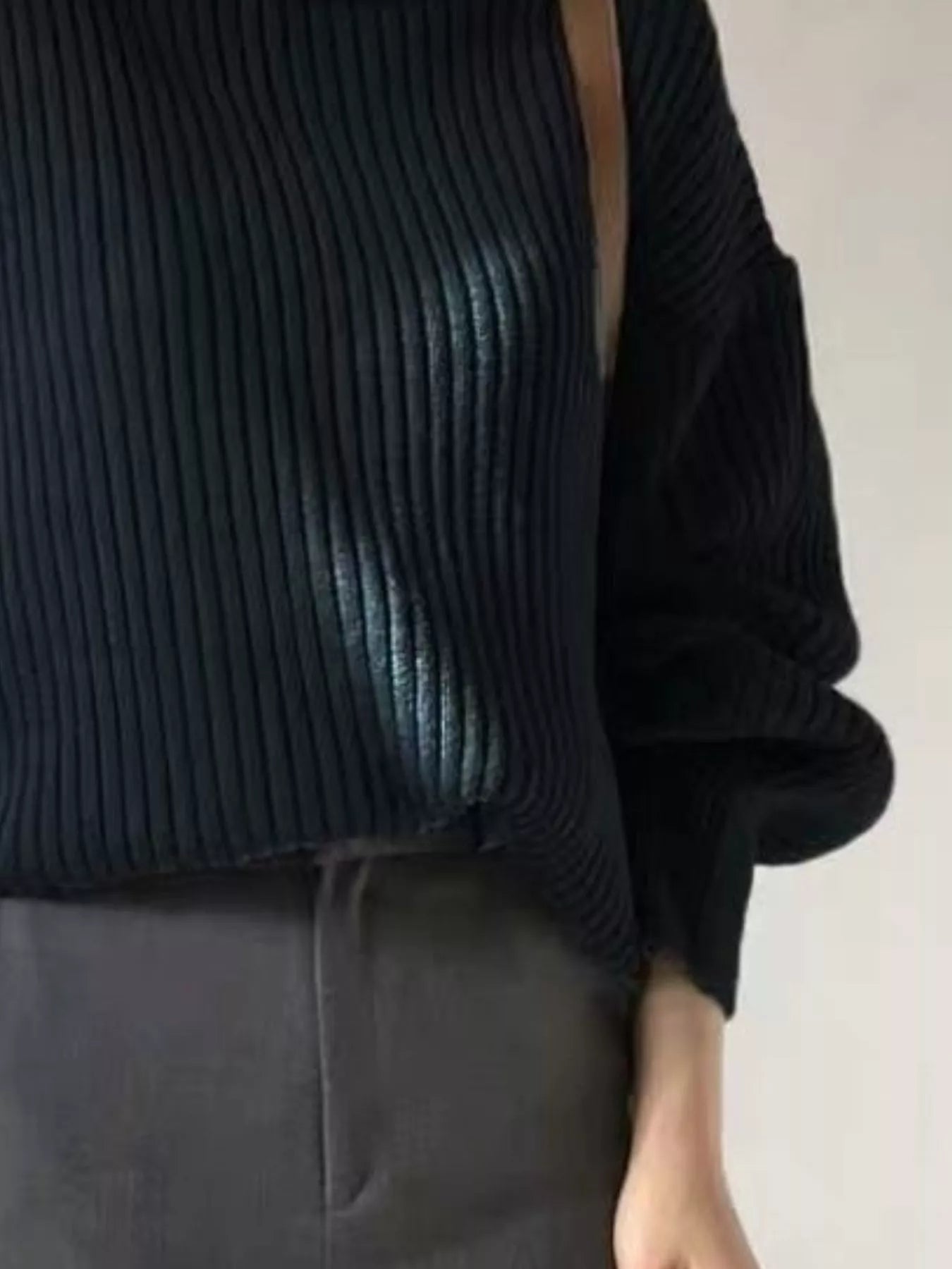 Full Size Oversized Turtleneck Ribbed Knit Sweater Plus Size - Salt & Stone