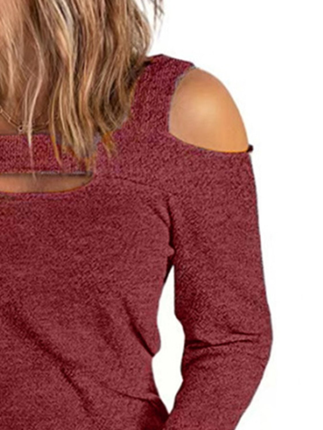 Full Size Cutout Cold Shoulder Blouse - Salt & Stone