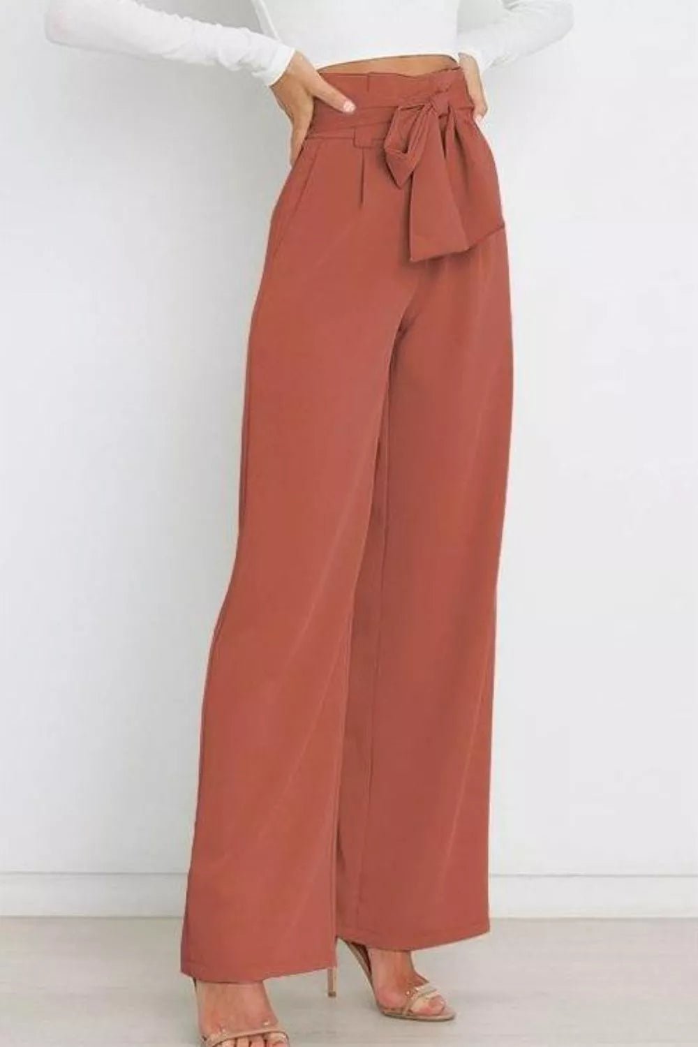 High Waist Tie Front Wide Leg Pants - Salt & Stone
