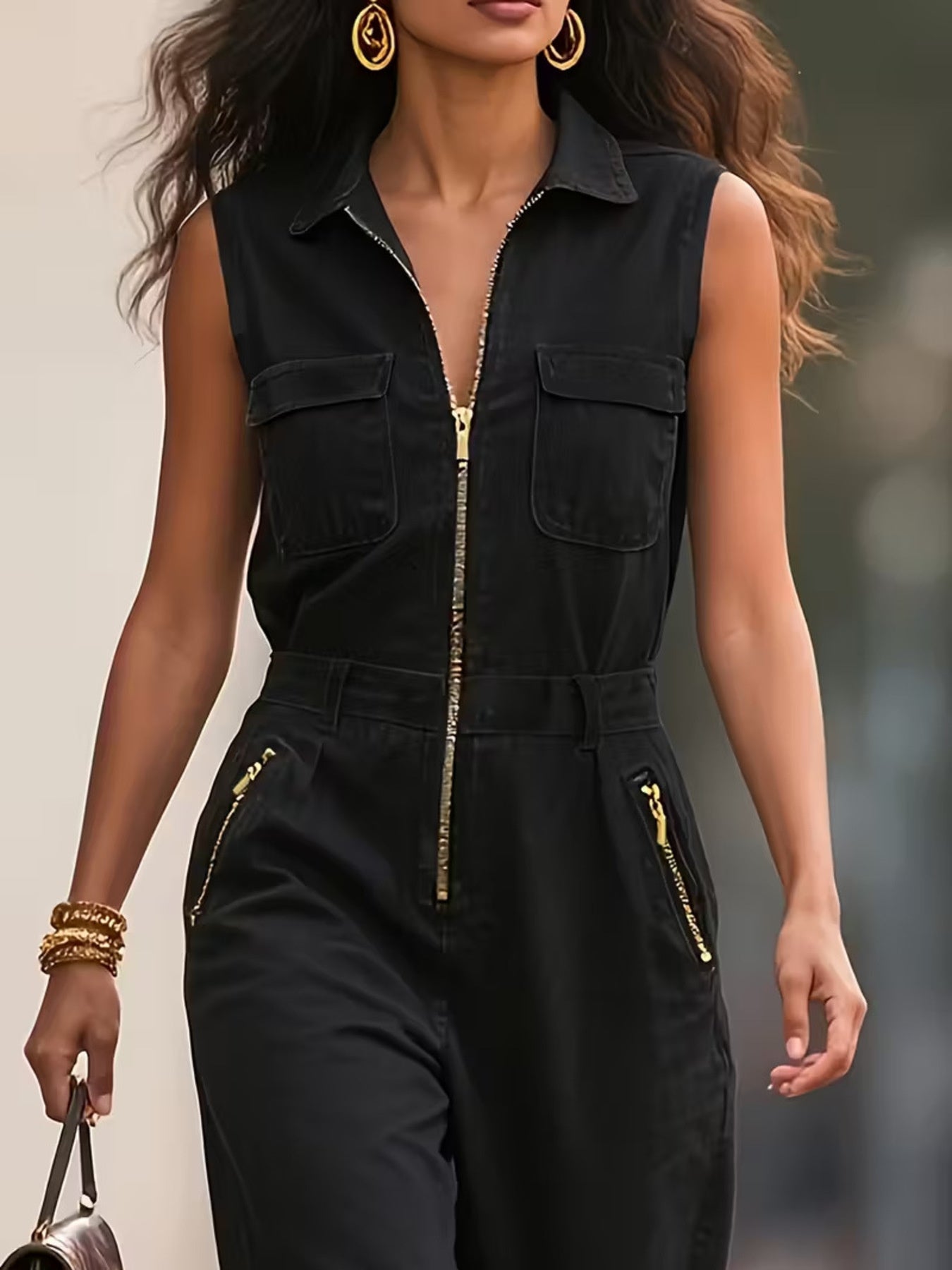 Sleeveless Zip - Up Jumpsuit - Salt & Stone