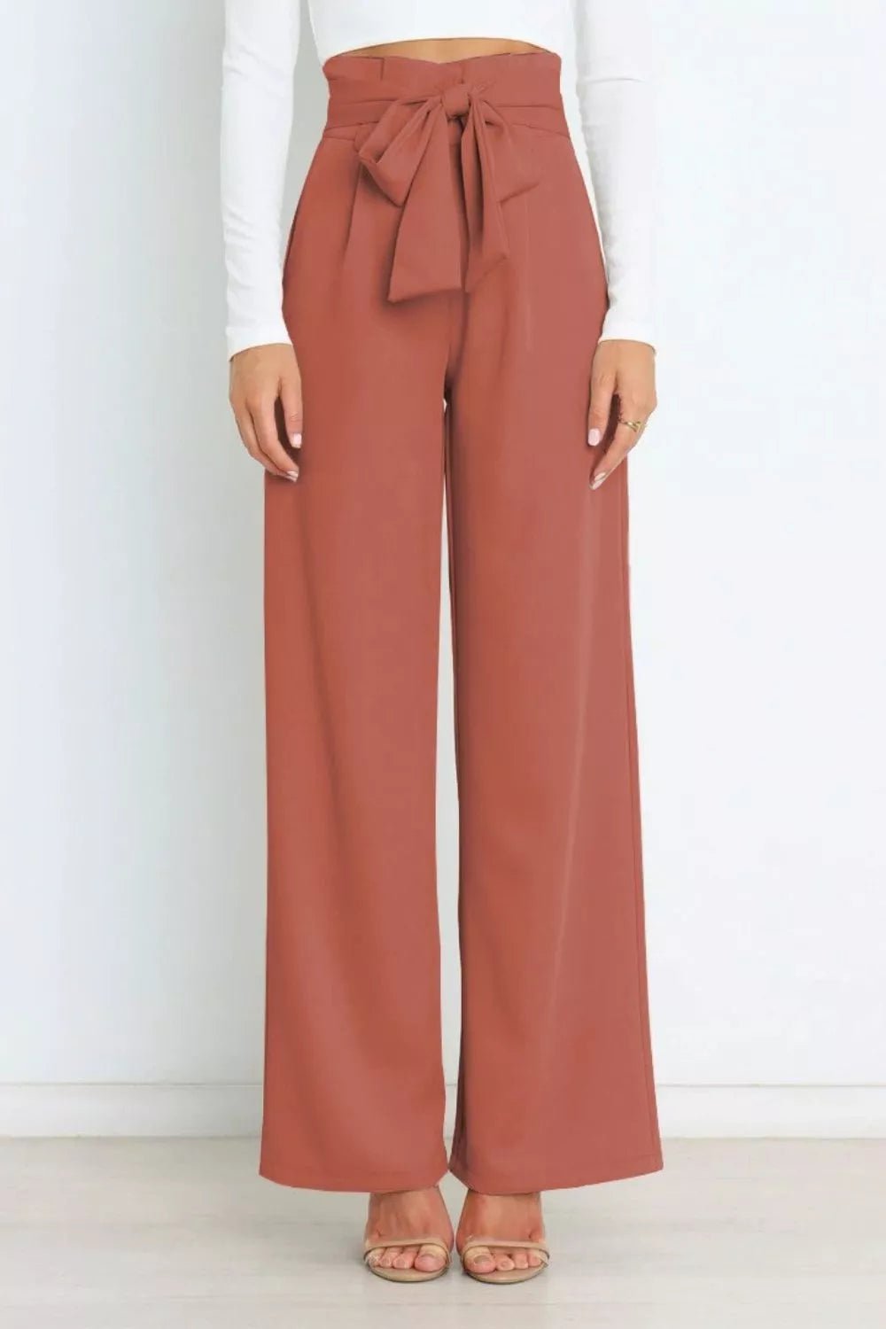 High Waist Tie Front Wide Leg Pants - Salt & Stone