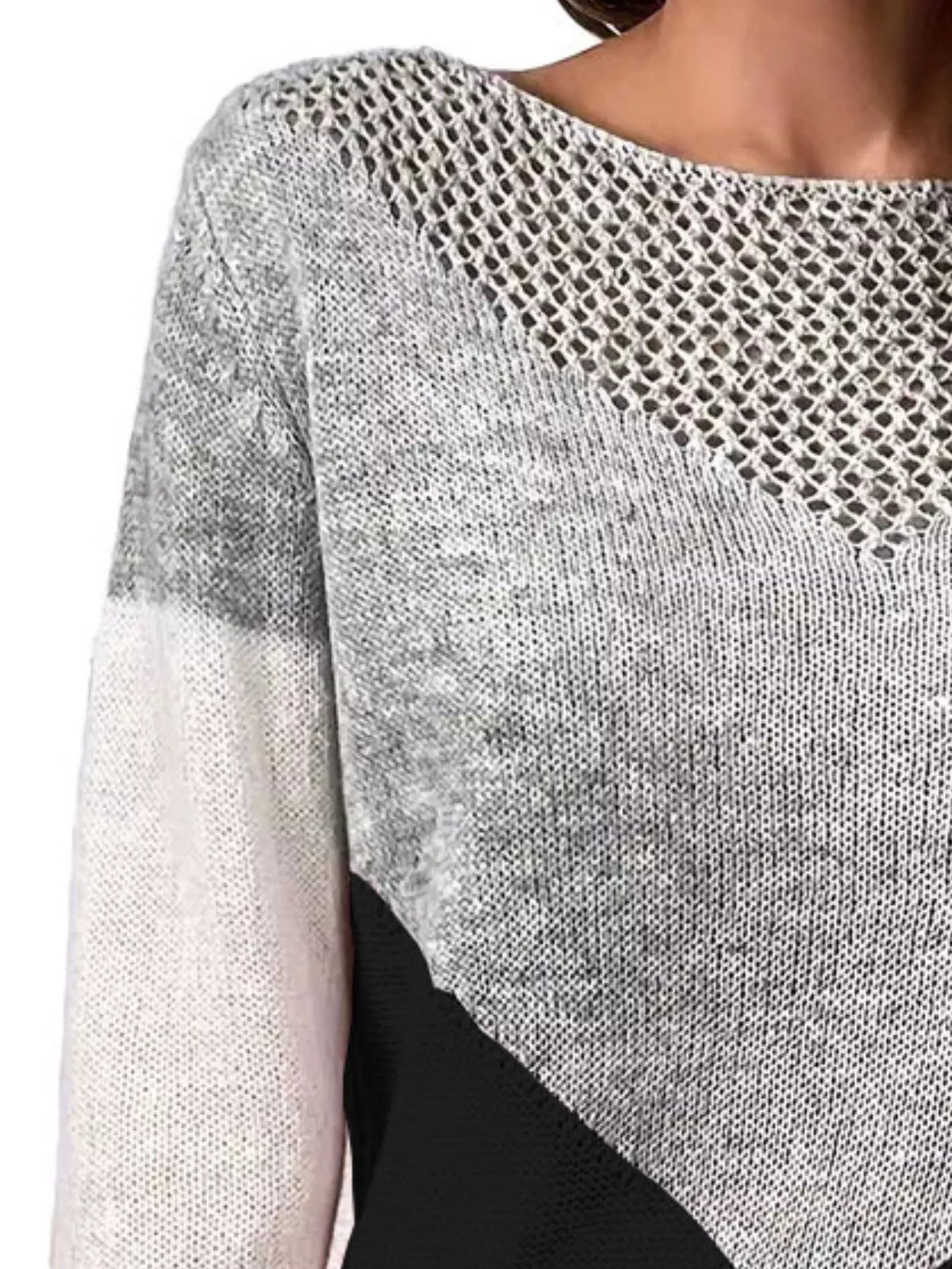 Openwork Color Block Sweater - Salt & Stone