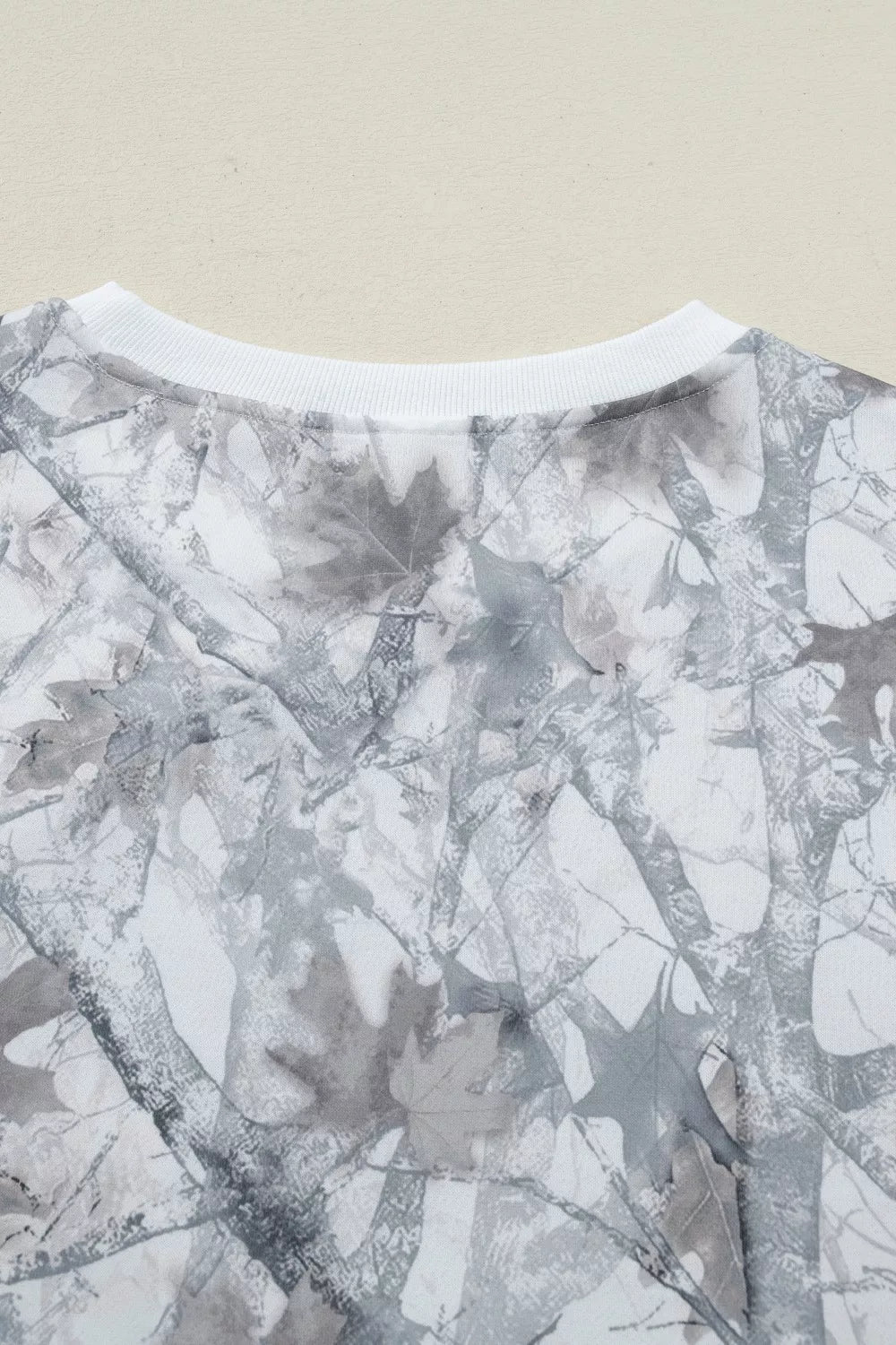 Abstract Woodland Camo Print Baggy Pullover Drawstring Shorts Set - Salt & Stone