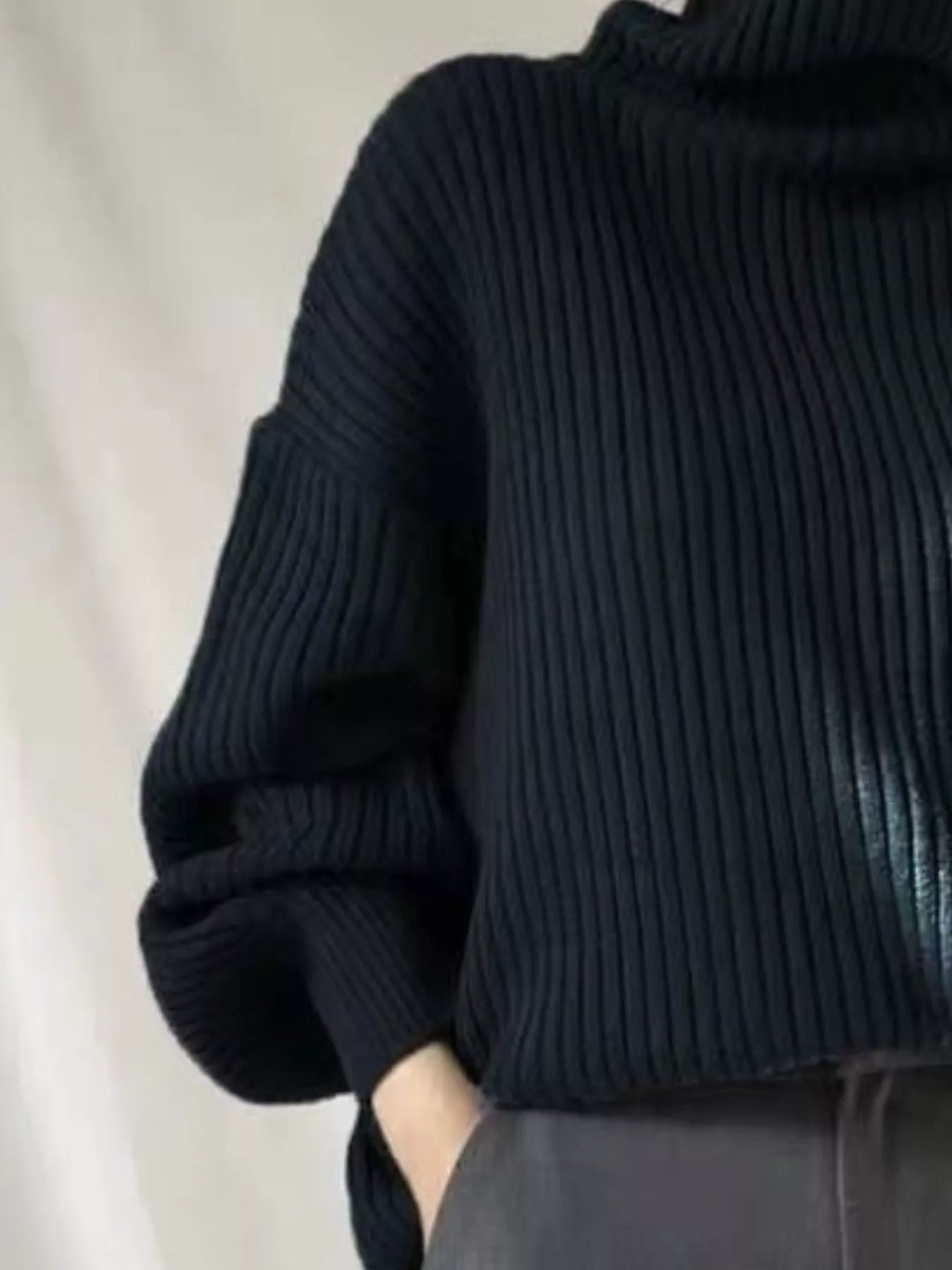 Full Size Oversized Turtleneck Ribbed Knit Sweater Plus Size - Salt & Stone
