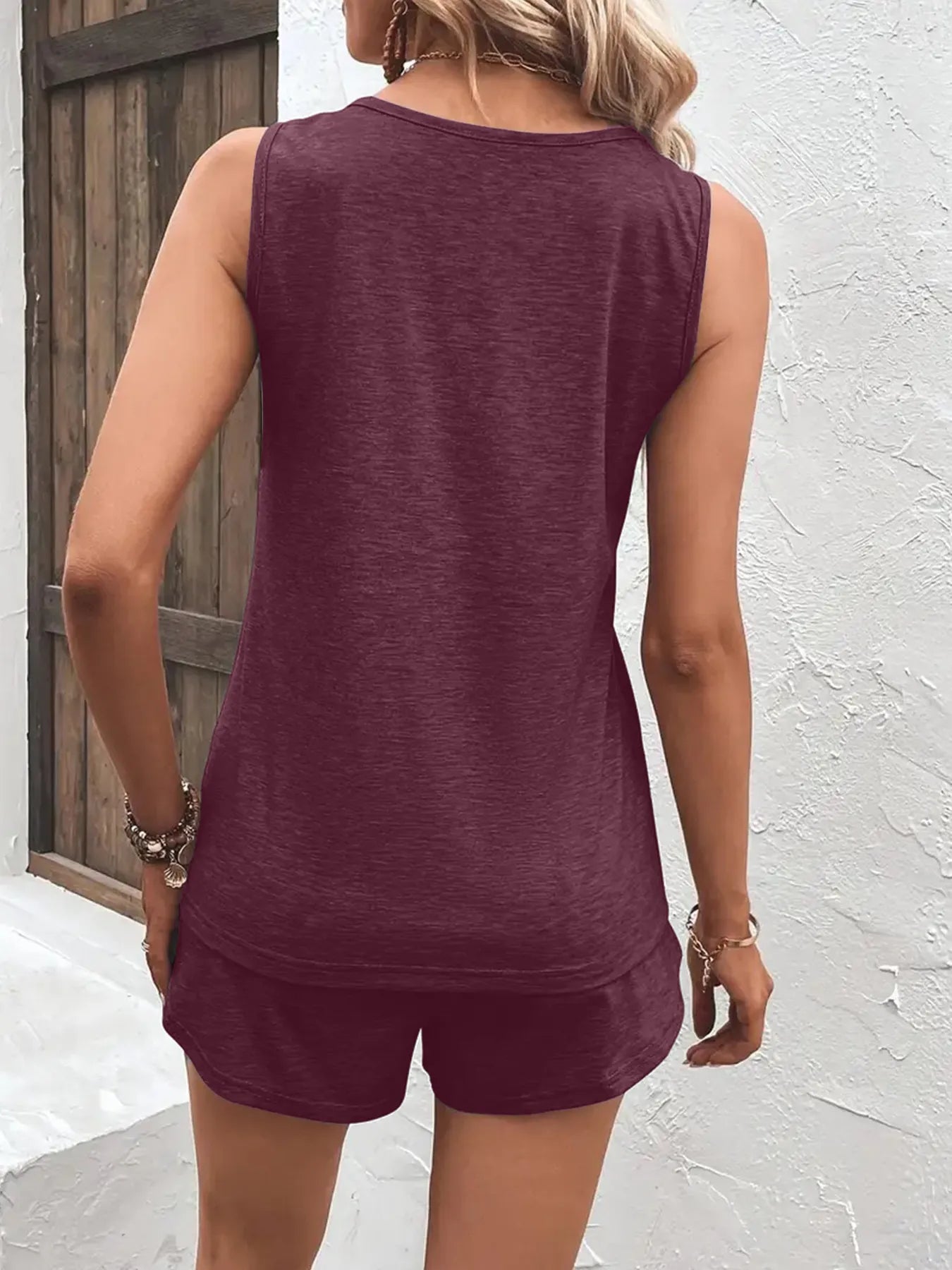 Casual Wide Strap Tank Top and Shorts Set - Salt & Stone