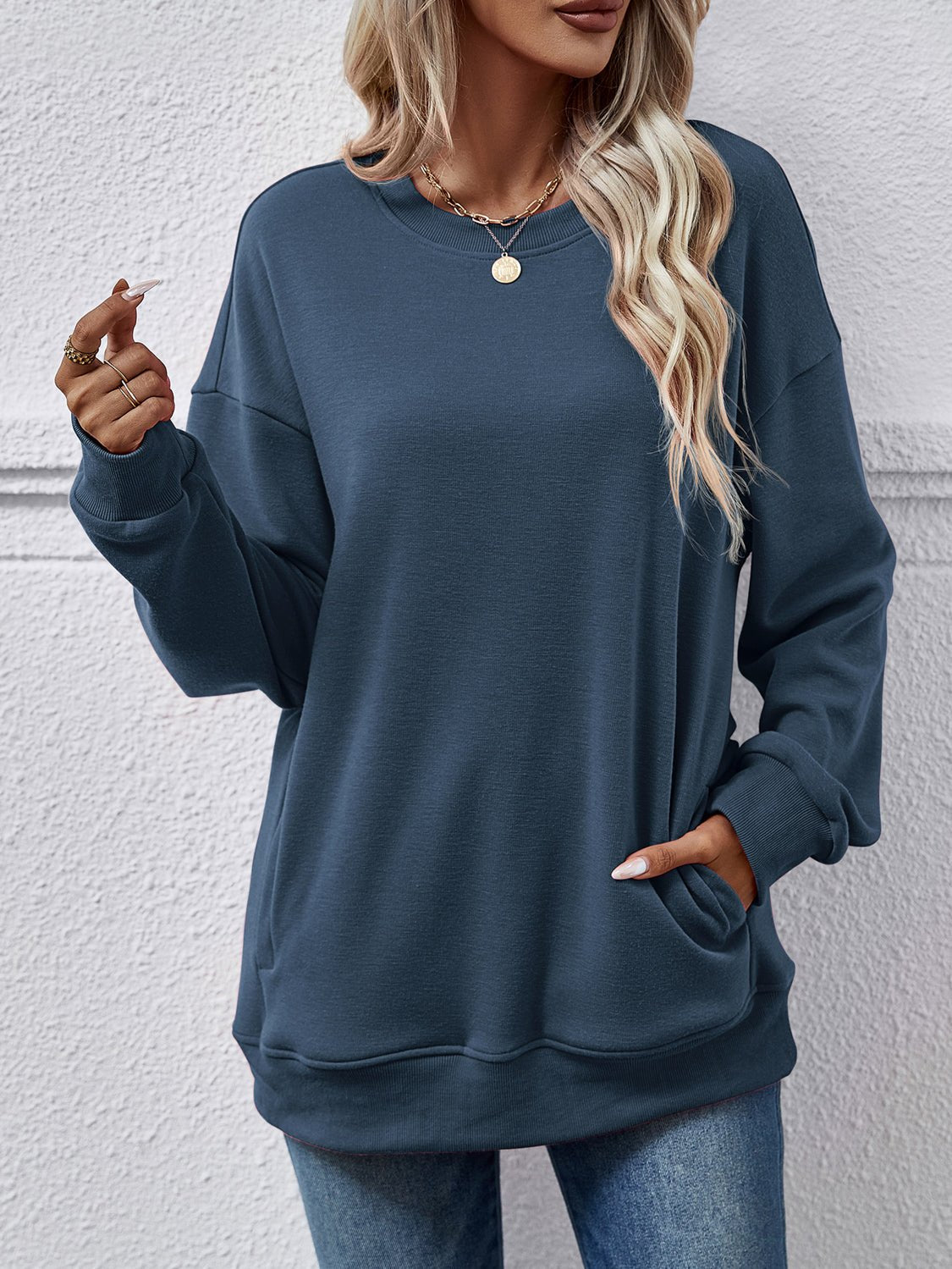 Dropped Shoulder Sweatshirt with Pockets - Salt & Stone