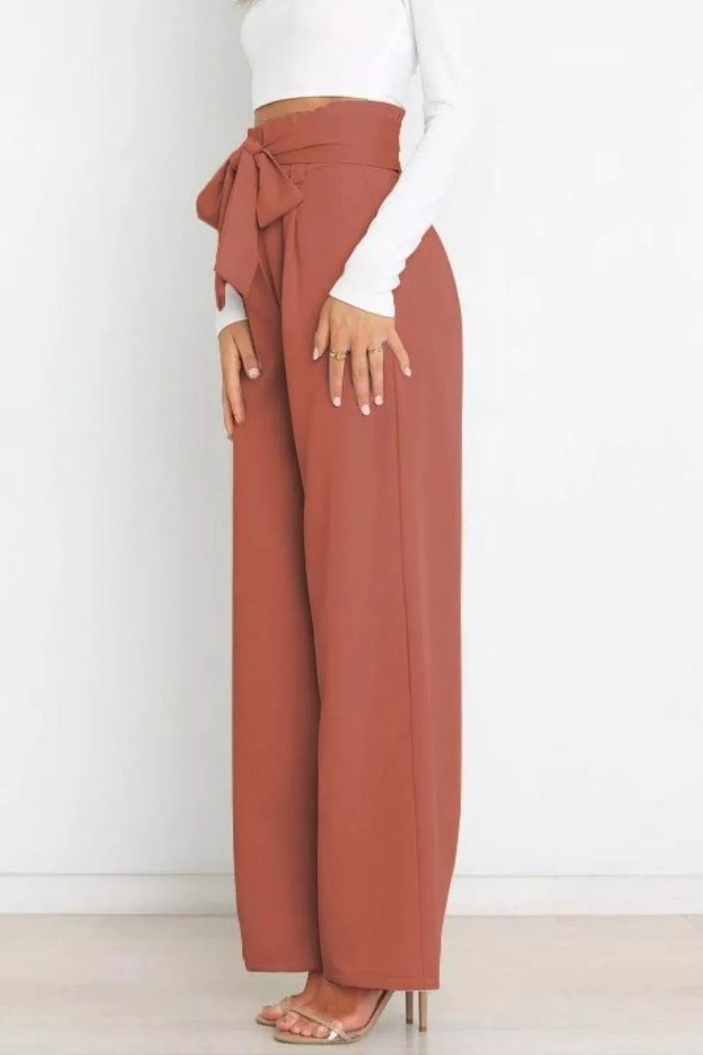 High Waist Tie Front Wide Leg Pants - Salt & Stone