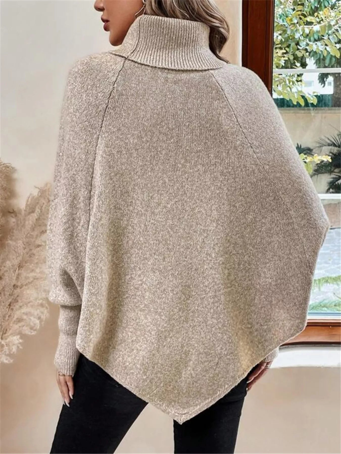 Cable Knit Turtleneck Cape Sweater - Salt & Stone