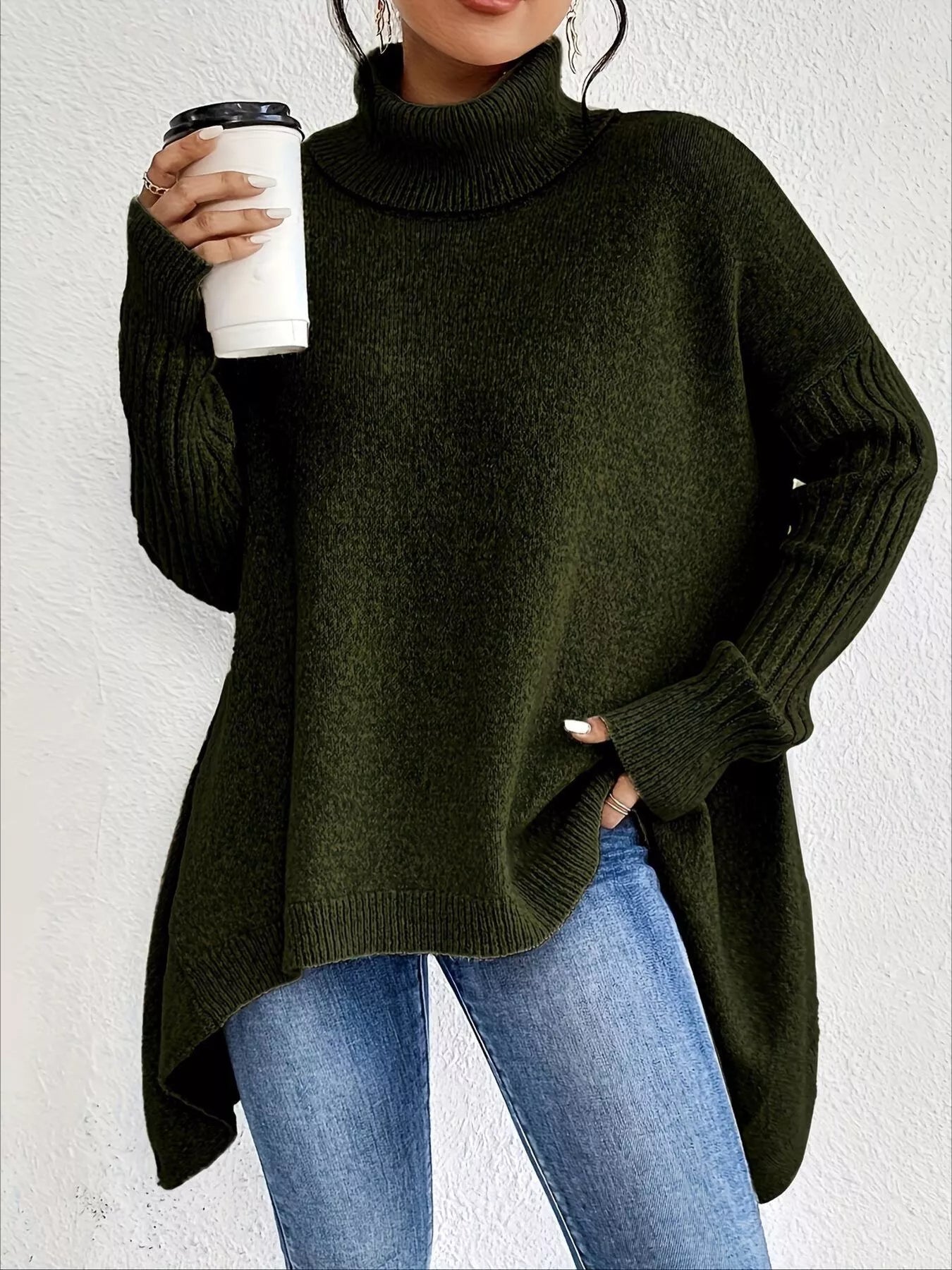 Turtleneck Dropped Shoulder Sweater - Salt & Stone