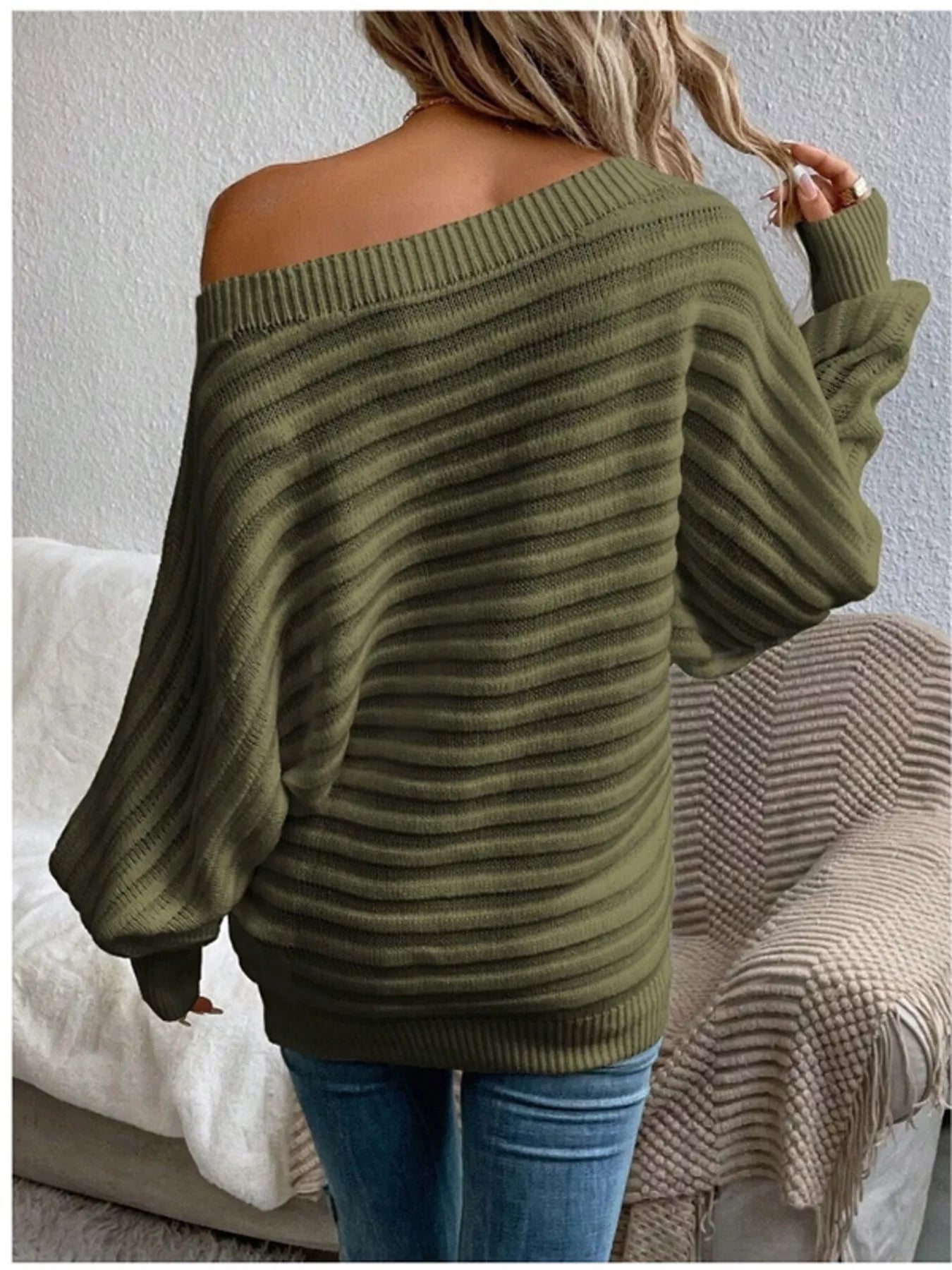 One Shoulder Ribbed Knit Sweater - Salt & Stone