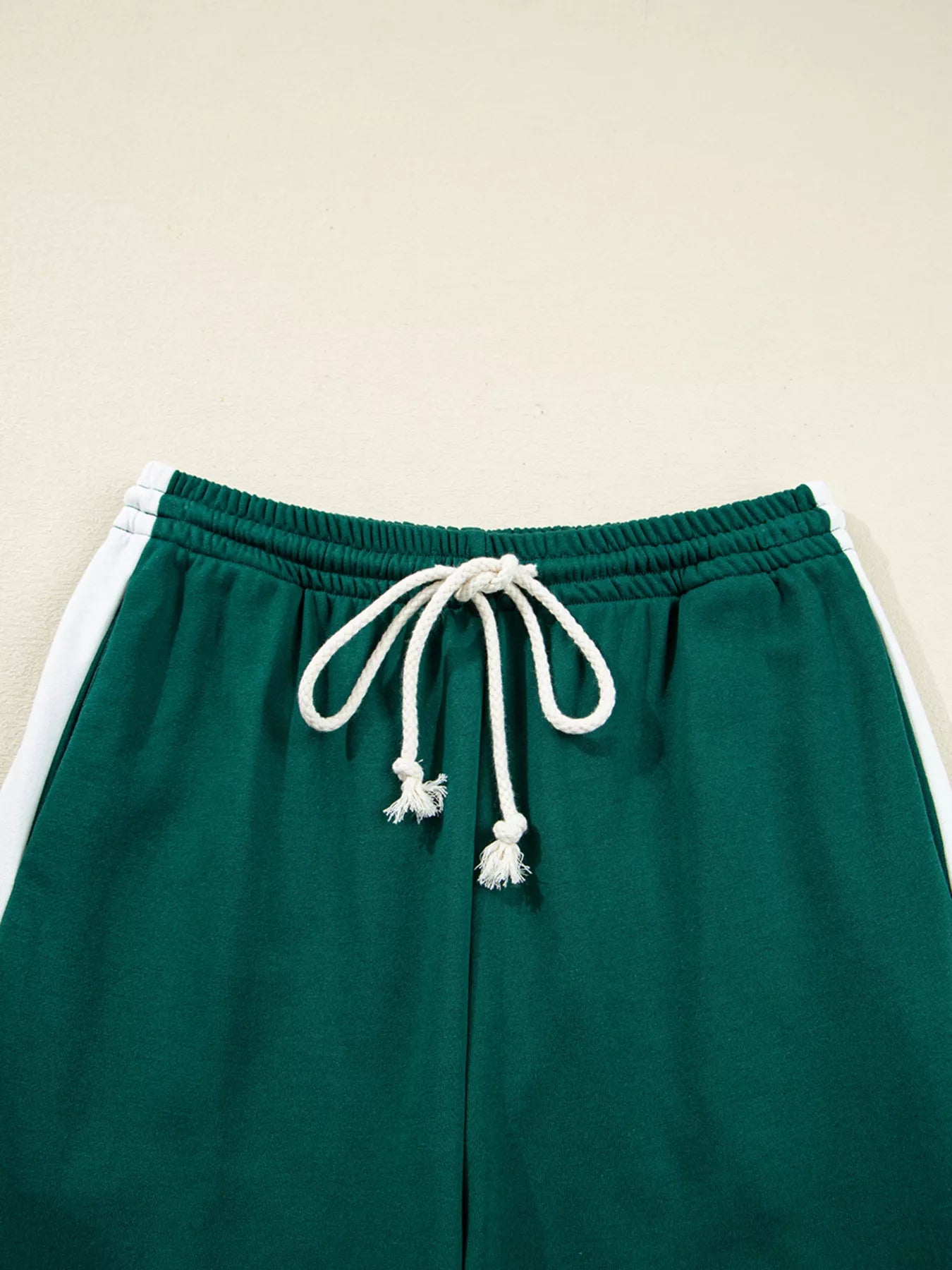 Round Neck Top and Stripe Detail Drawstring Pants Set - Salt & Stone