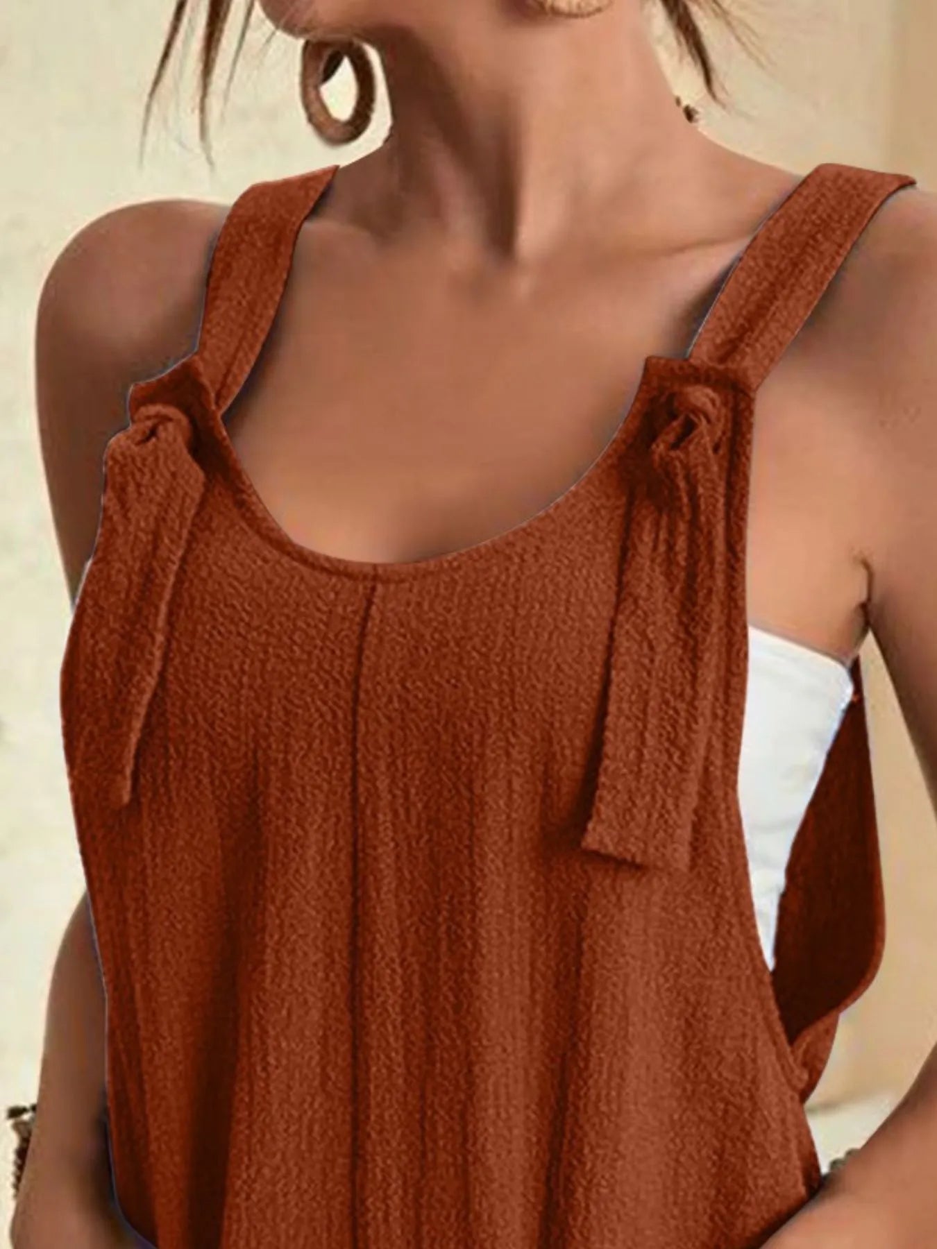Full Size Knot Strap Romper with Pockets Plus Size - Salt & Stone