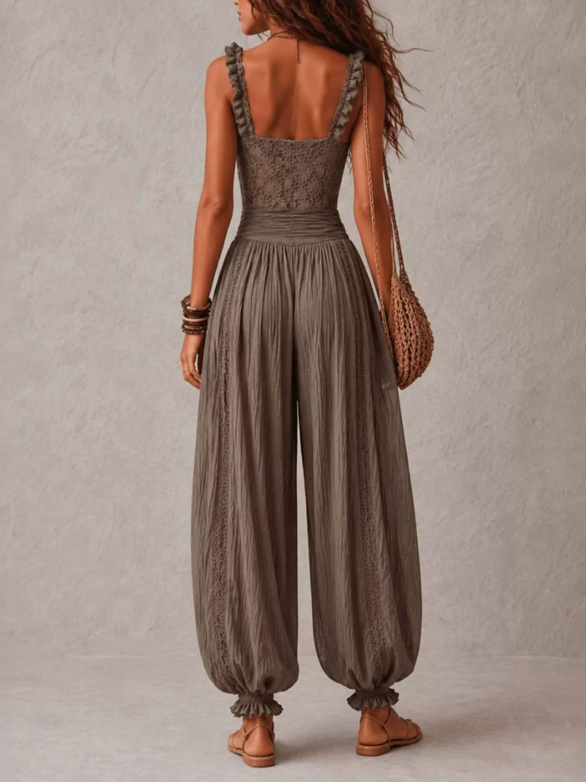 Boho Lace Corset Bodice Jumpsuit with Harem Pants - Salt & Stone
