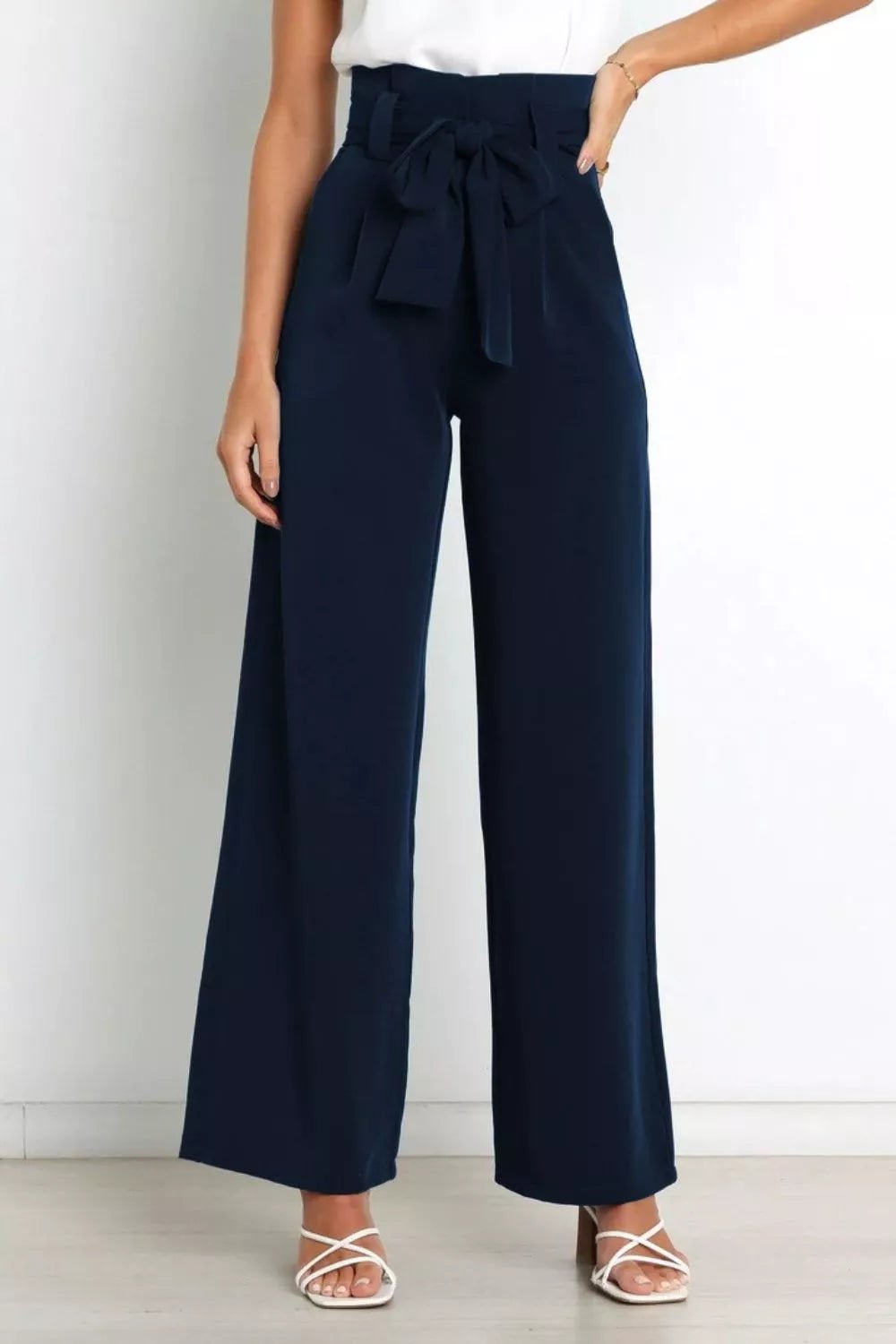 High Waist Tie Front Wide Leg Pants - Salt & Stone
