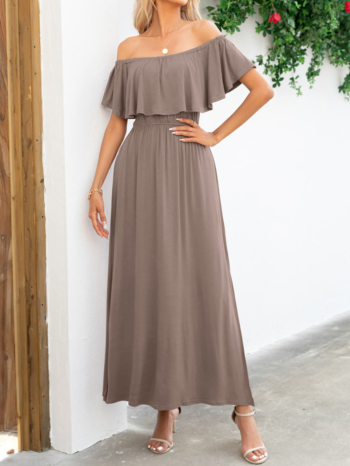 Off-Shoulder Slit Maxi Dress - Salt & Stone