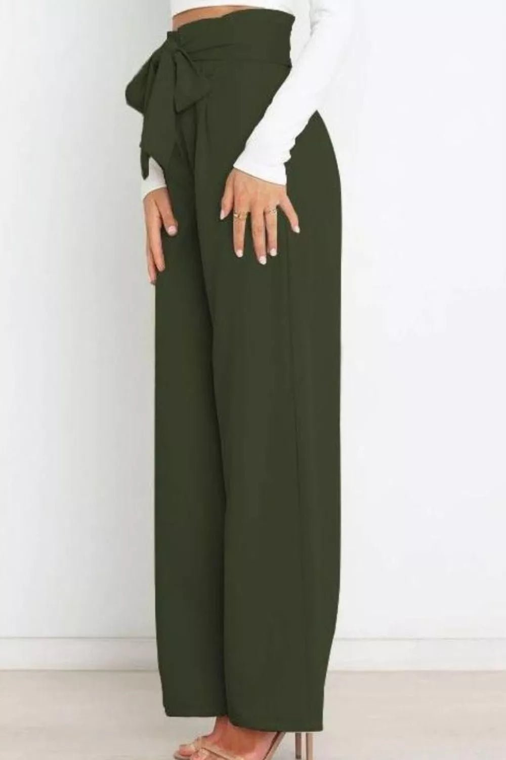 High Waist Tie Front Wide Leg Pants - Salt & Stone