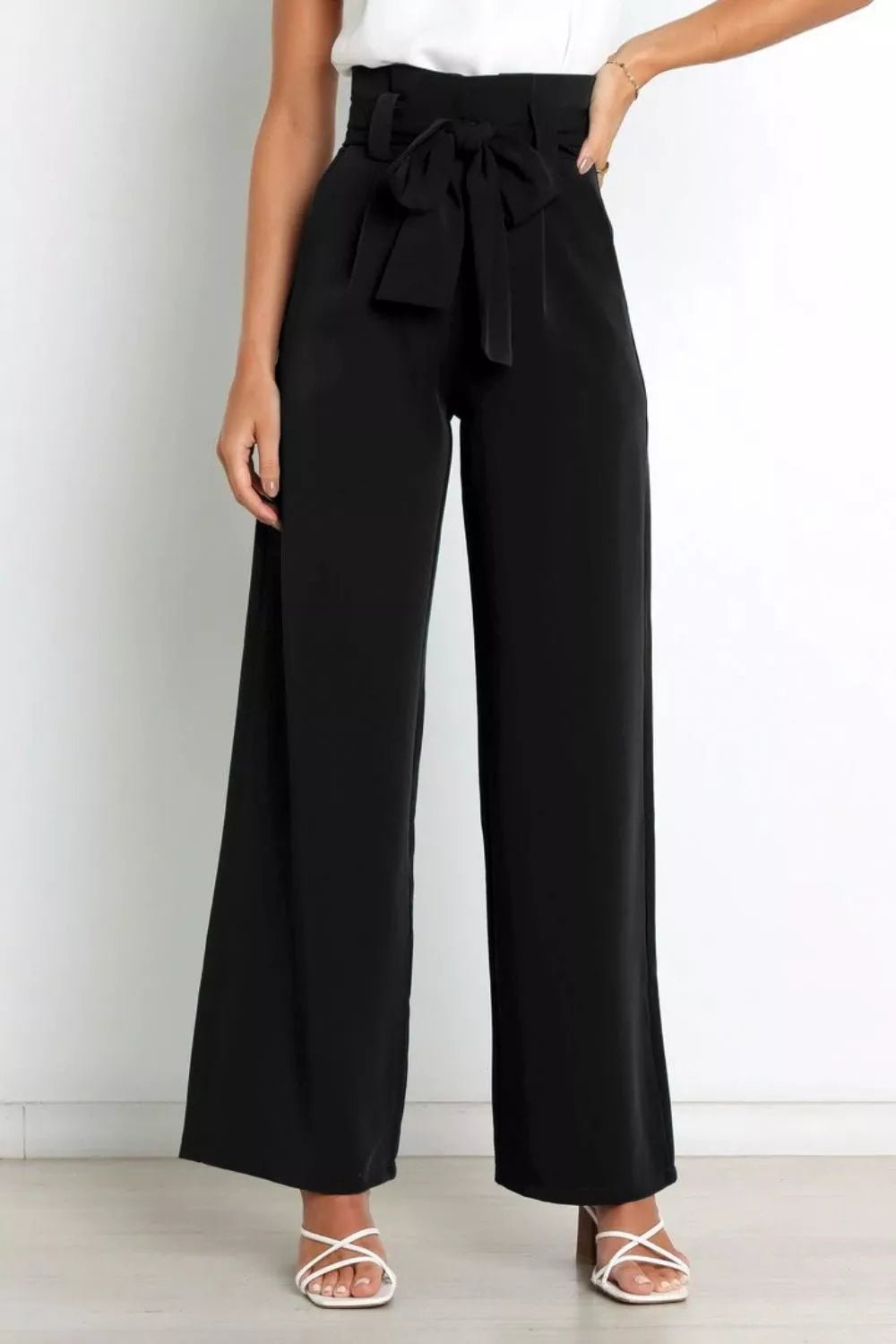 High Waist Tie Front Wide Leg Pants - Salt & Stone