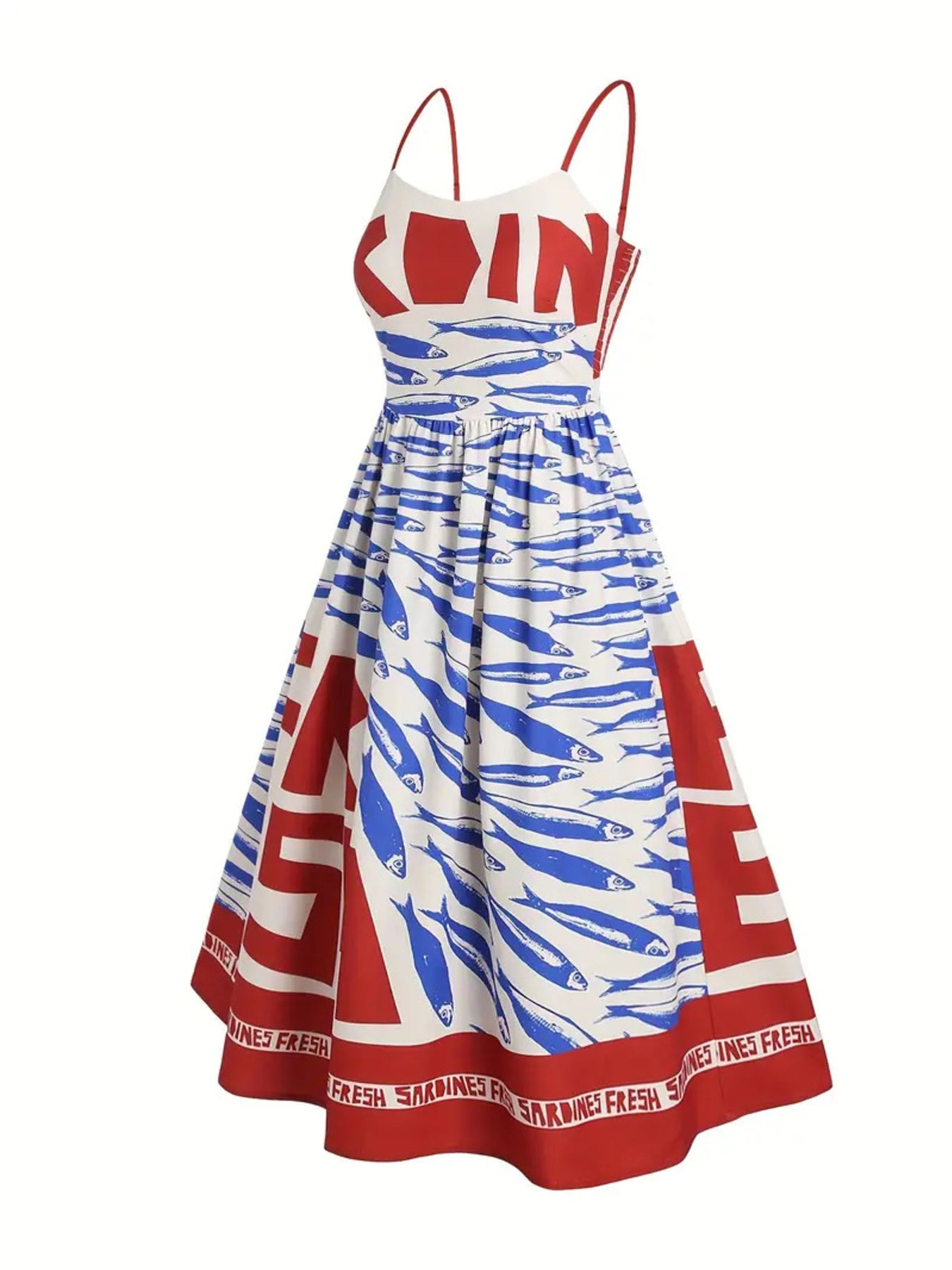 Sardine Print Spaghetti Strap Midi Dress - Salt & Stone