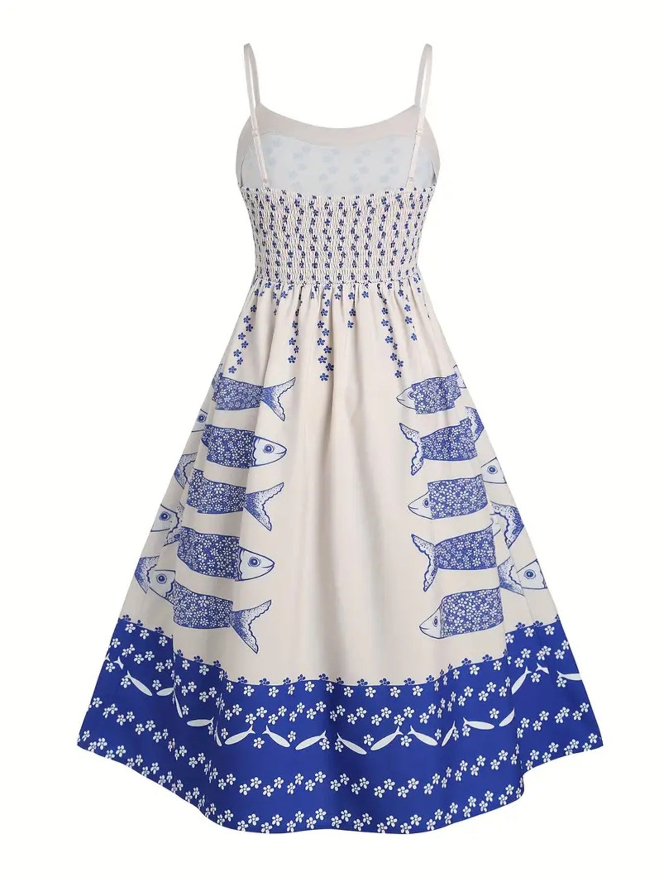 Sardine Print Spaghetti Strap Midi Dress - Salt & Stone
