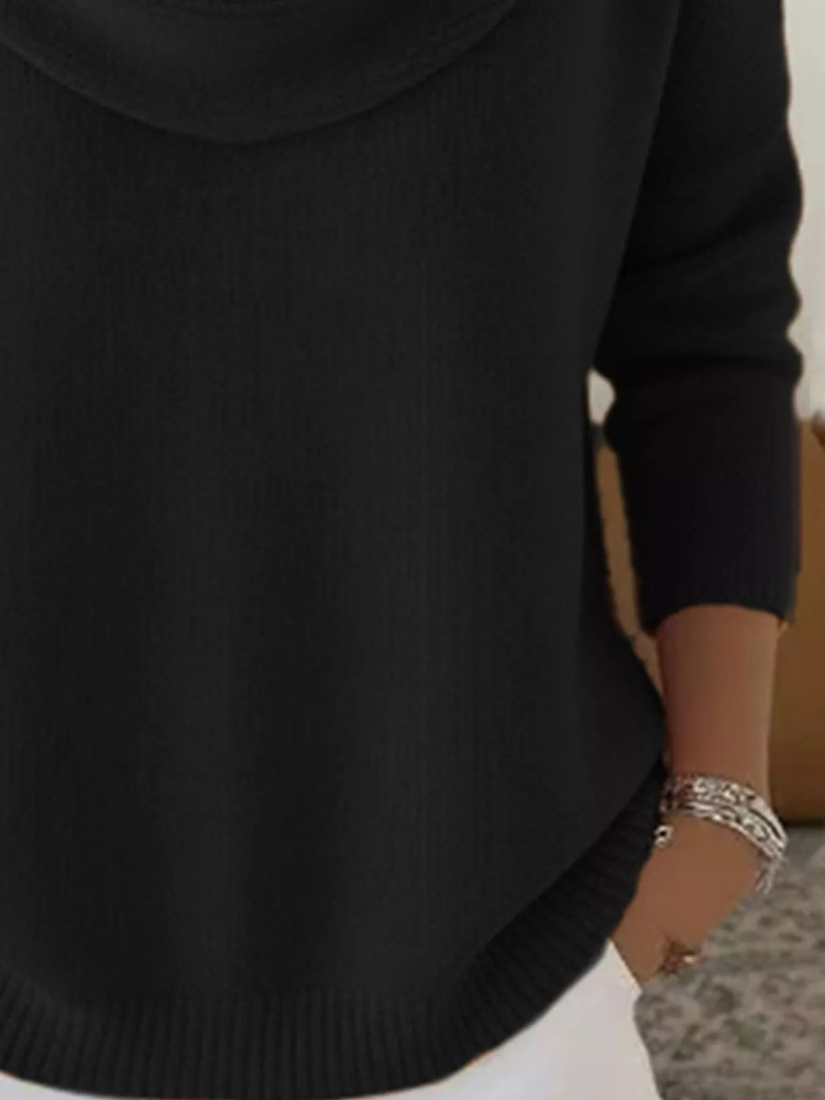 Full Size Cowl Neck Solid Color Sweater Plus Size - Salt & Stone