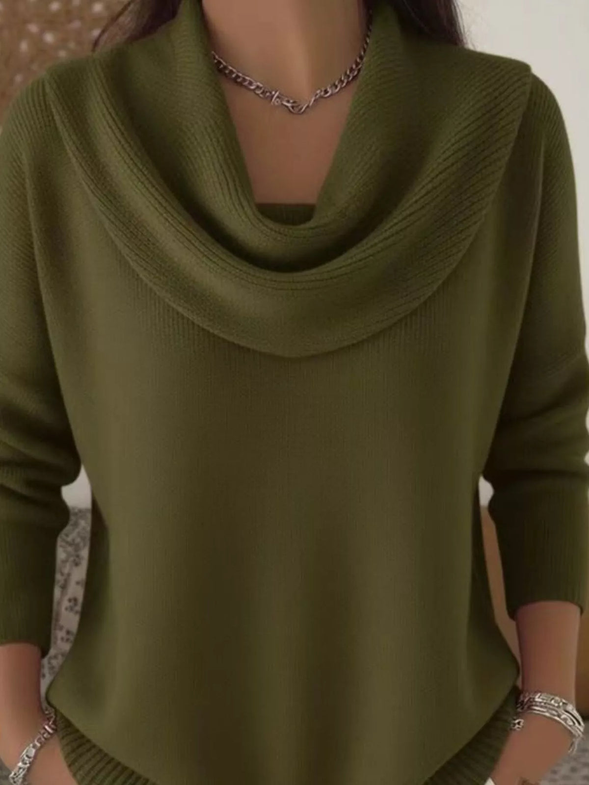 Full Size Cowl Neck Solid Color Sweater Plus Size - Salt & Stone