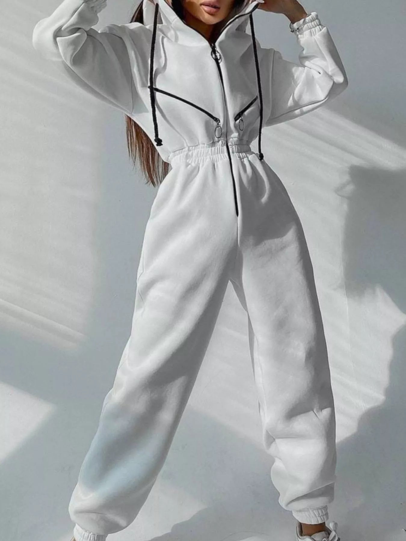 Hooded Zip - Up Long Sleeve Jumpsuit - Salt & Stone