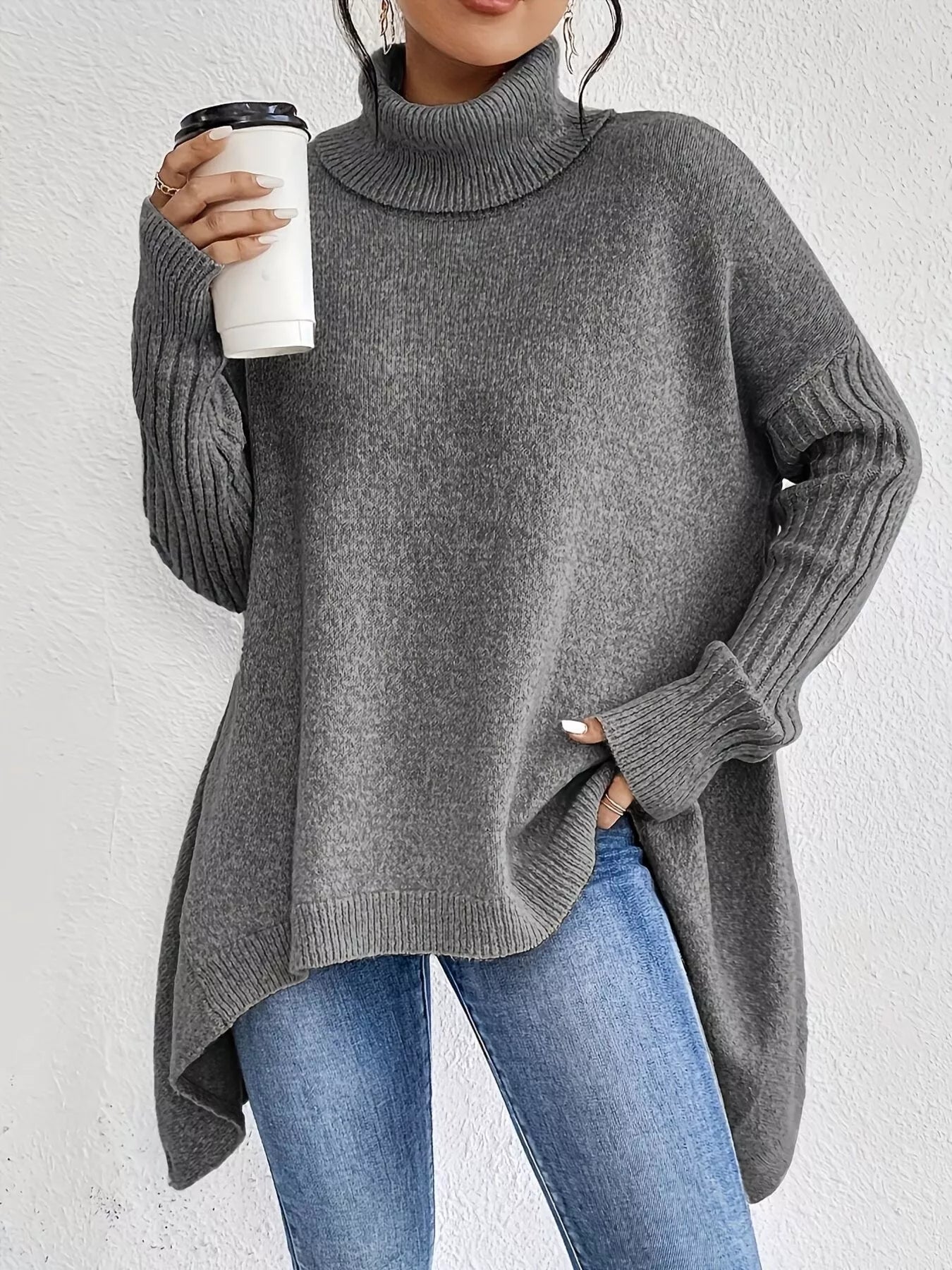 Turtleneck Dropped Shoulder Sweater - Salt & Stone
